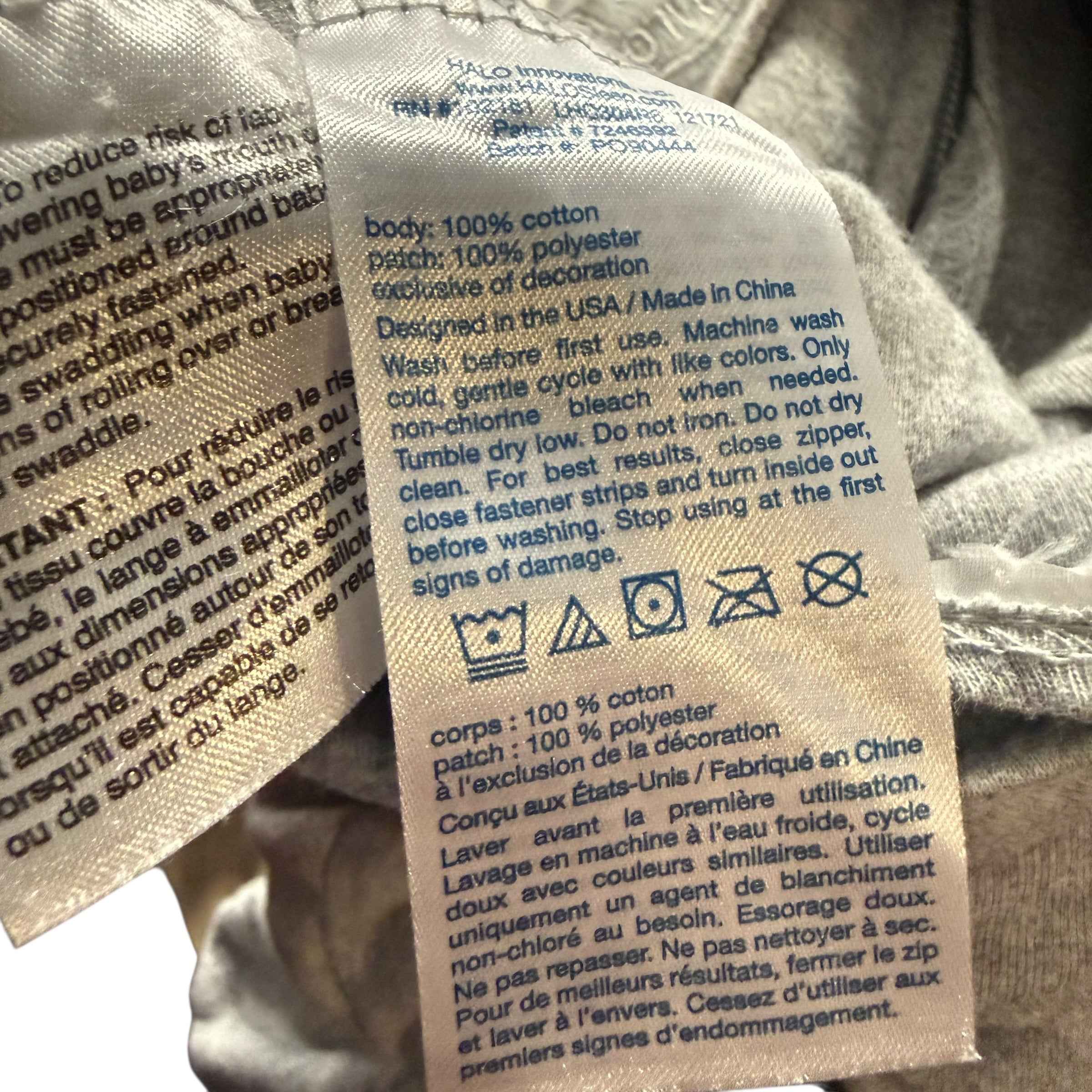 Halo Gray Swaddle Sleep Sack 3-6 Months Cotton