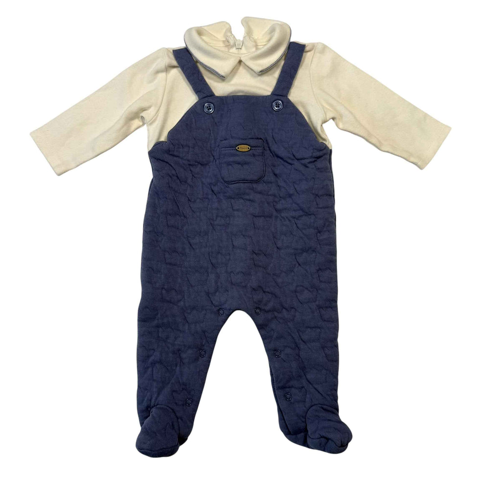 Mayoral Newborn Quilted Baby Jumper Romper with Attached Cream Collared Neckline (0-3 Months) - Ready Kids Canada