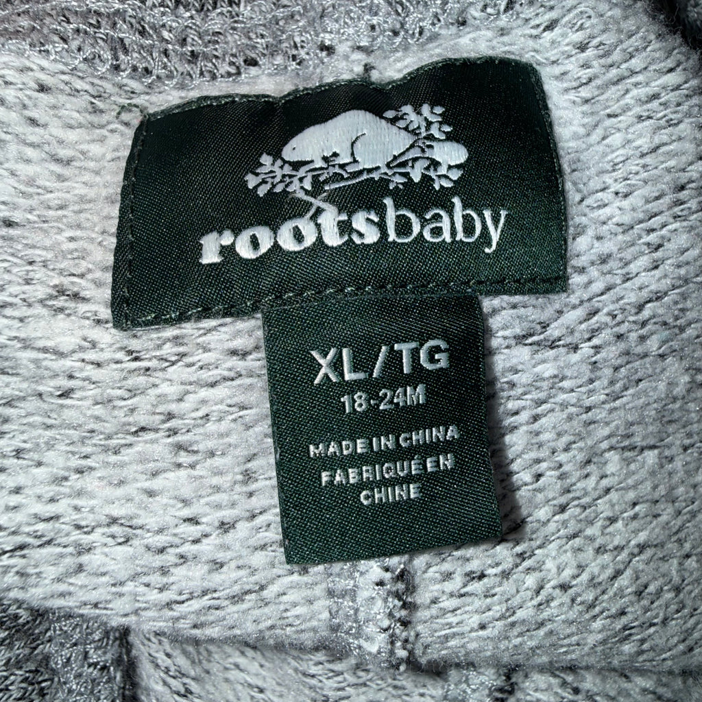 Roots sweatpants 18-24 months heather grey with iconic beaver logo