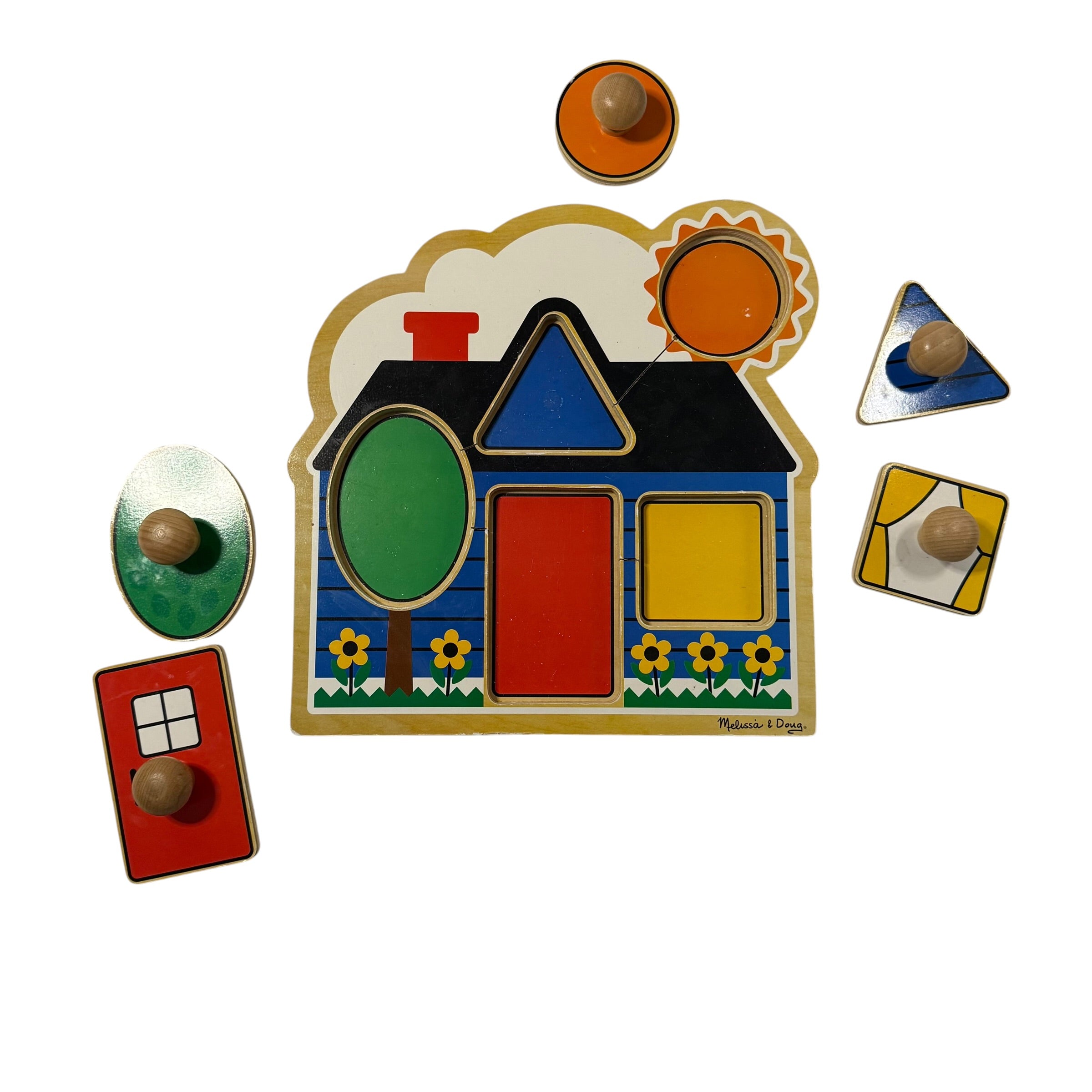 Melissa & Doug Wooden House Shape Sorter Peg Puzzle - Ready Kids Canada