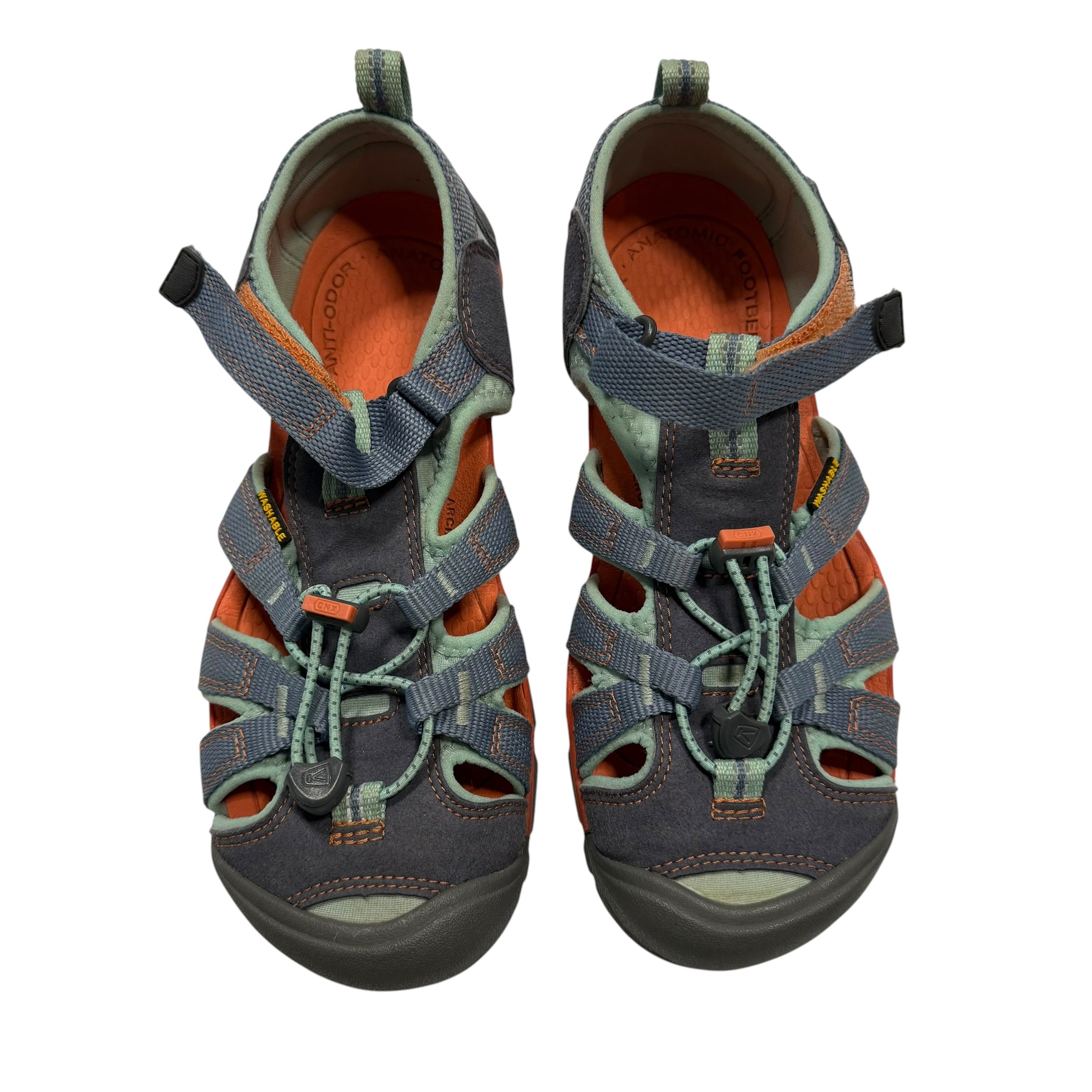 Keen Big Kids' Size 5 Seacamp II CNX Sandals Gray, Blue, Orange - Ready Kids Canada