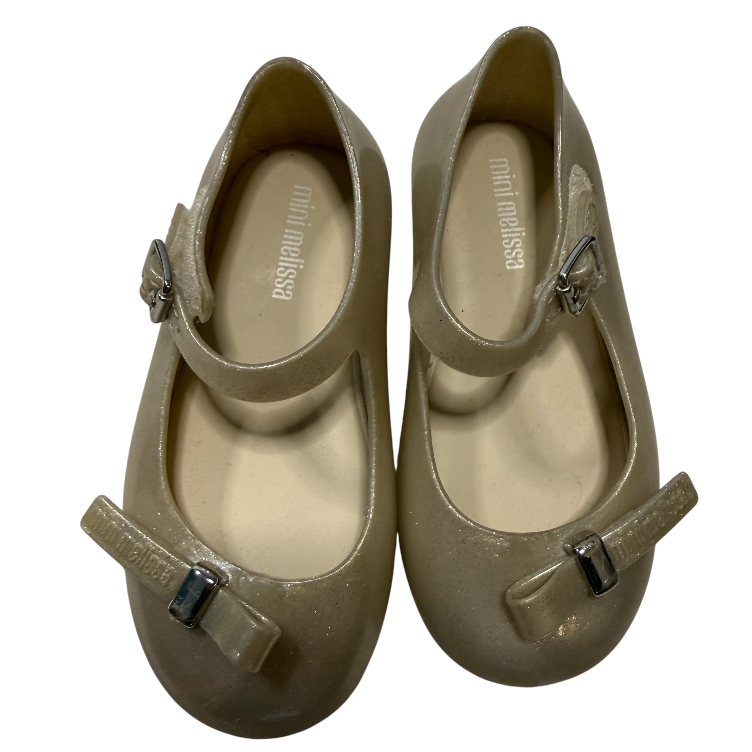 Mini Melissa Dora Kids Mary Jane Shoes Size 8 Toddler Gold Glitter - Ready Kids Canada