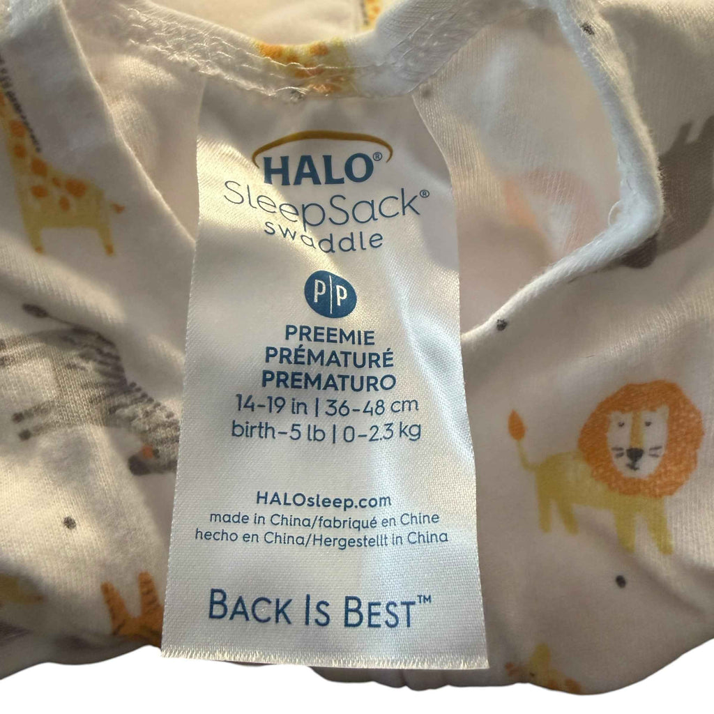 HALO SleepSack Swaddle Blanket - Neutral Jungle Safari Animal Print (Size Preemie) - Ready Kids Canada