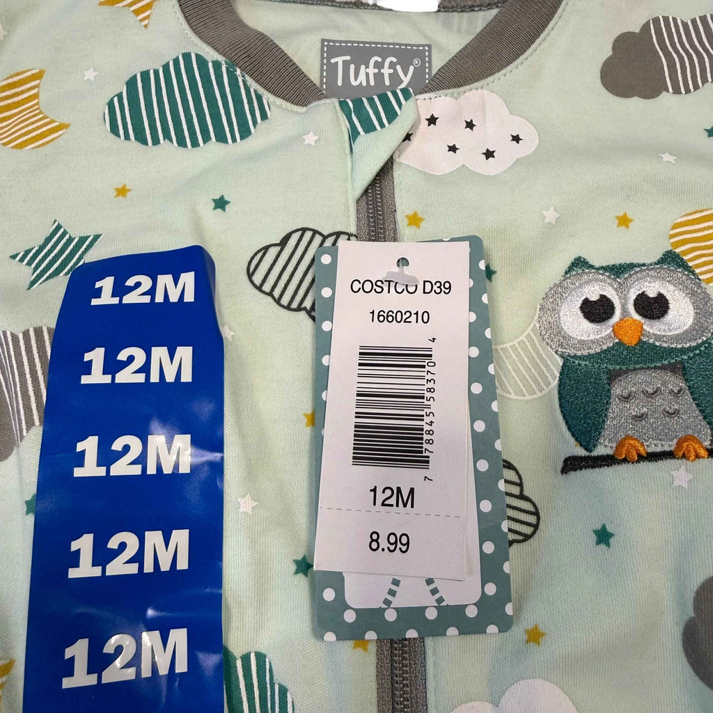 NWT Tuffy Baby Girls Footed Sleeper Pajamas – Owl & Clouds – Size 12 Months (12M) - Ready Kids Canada