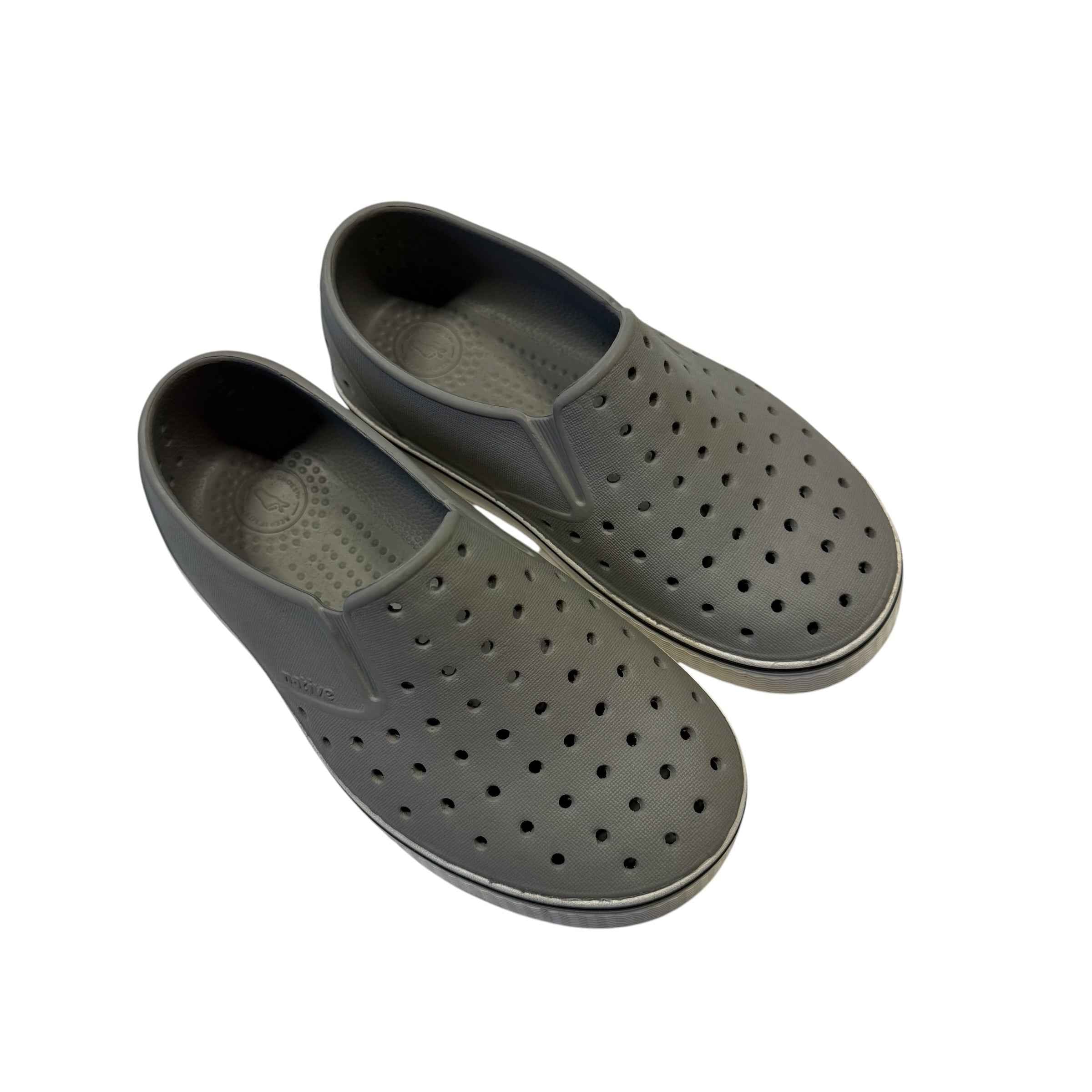 Native Shoes Miles Child Slip-On Sneaker - Dublin Grey / Pigeon Gray & Shell White, Size Child 12 (C12) - Ready Kids Canada