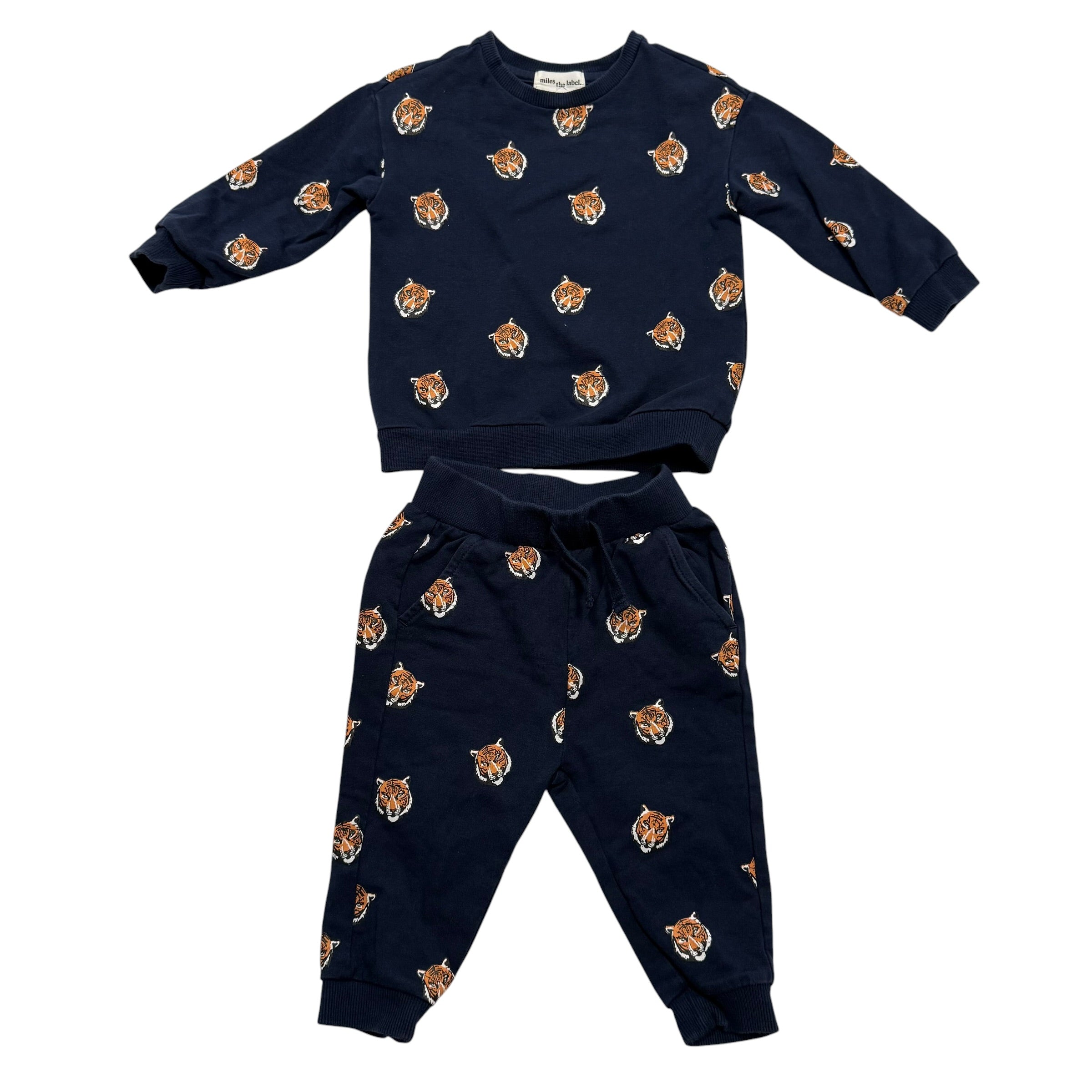 Miles The Label "Go Tigers" Sweatshirt and Joggers 2-Piece Set in Navy Blue (Size 6 Months) - Ready Kids Canada