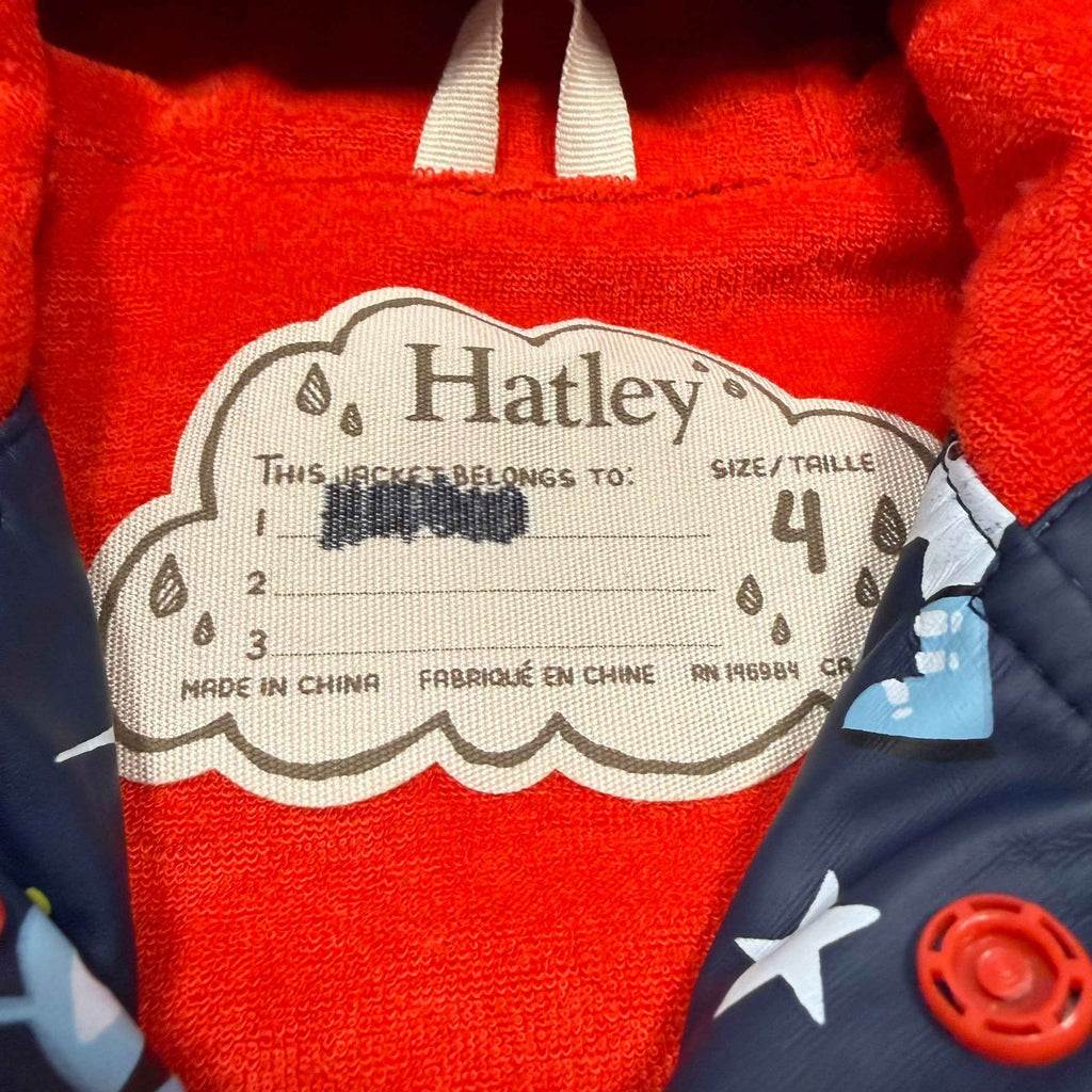 Hatley Terry Lined Rain Jacket Alien Toddler Size 4