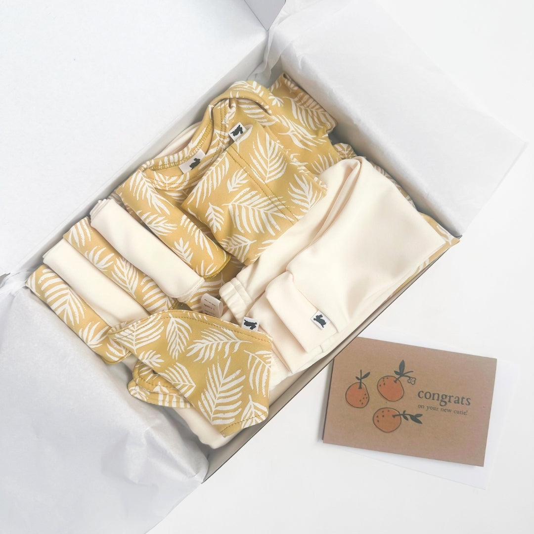 Bamboo Baby Capsule Gift Box | Palm Fronds & Cream - Ready Kids Canada