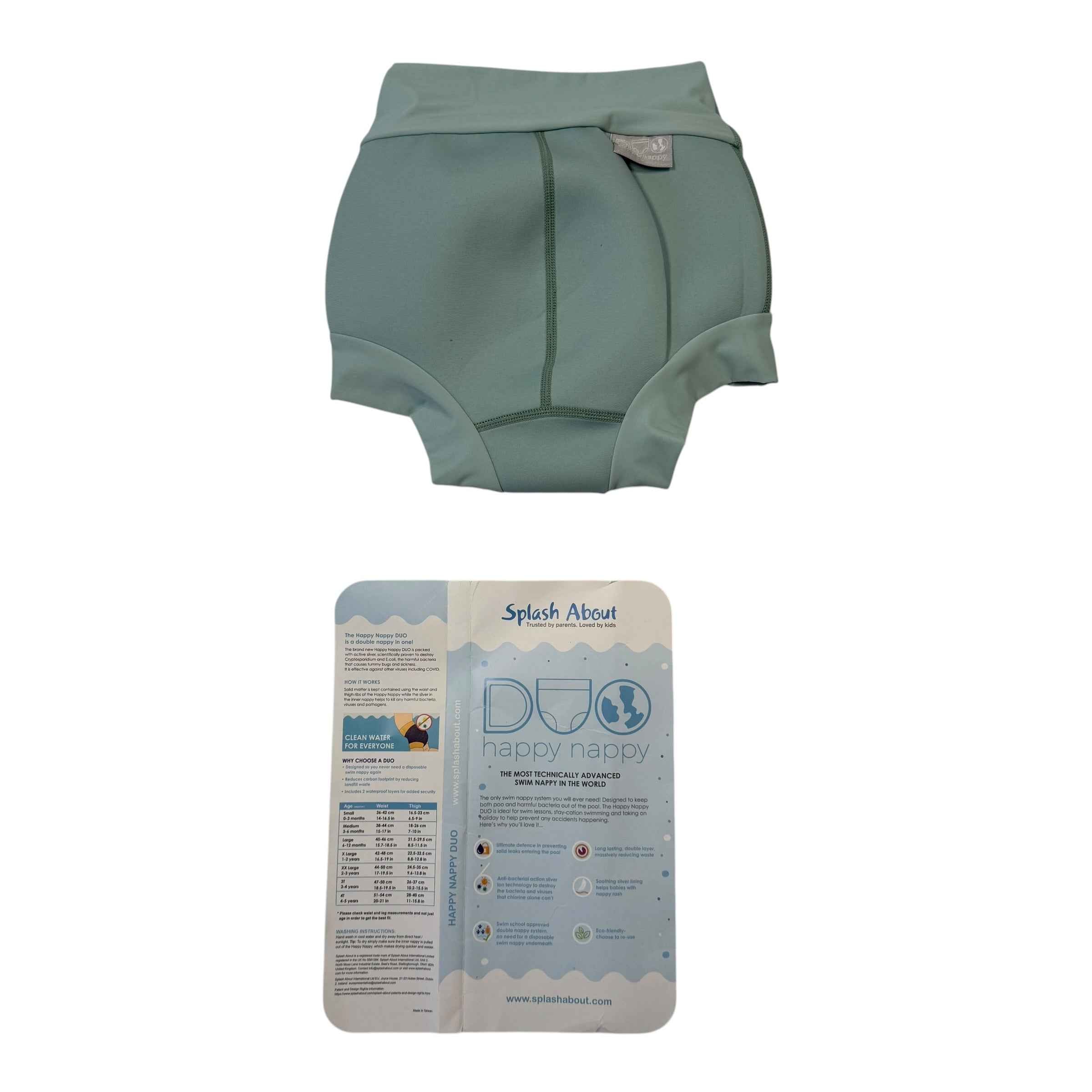 Splash About Happy Nappy Duo Reusable Advanced Swim Diaper - Pistachio Light Green, Size 4XL (4-5 Years) - Ready Kids Canada