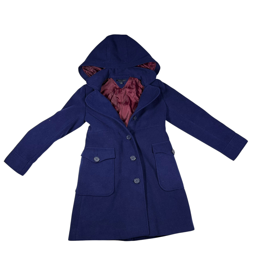 Tommy Hilfiger Girls Hooded Wool Blend Coat - Navy - Size M (10-12) - Ready Kids Canada