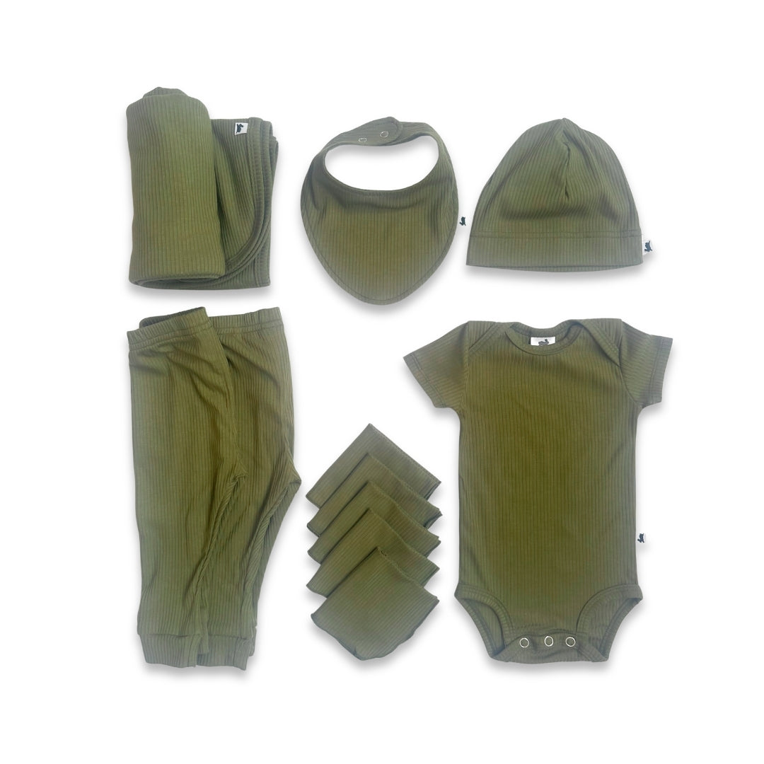 Bamboo Baby Capsule Gift Box | Olive Rib - Ready Kids Canada