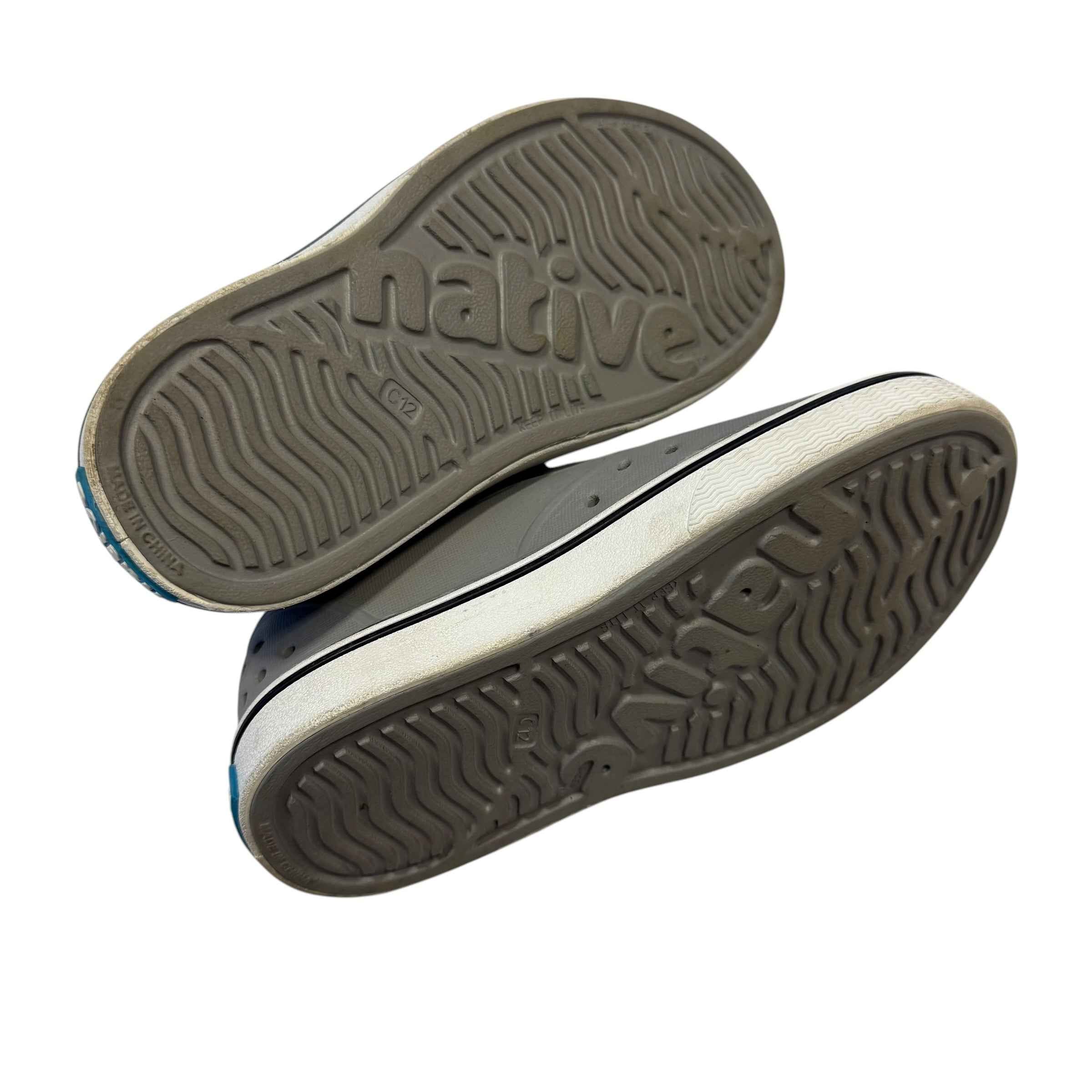 Native Shoes Miles Child Slip-On Sneaker - Dublin Grey / Pigeon Gray & Shell White, Size Child 12 (C12) - Ready Kids Canada