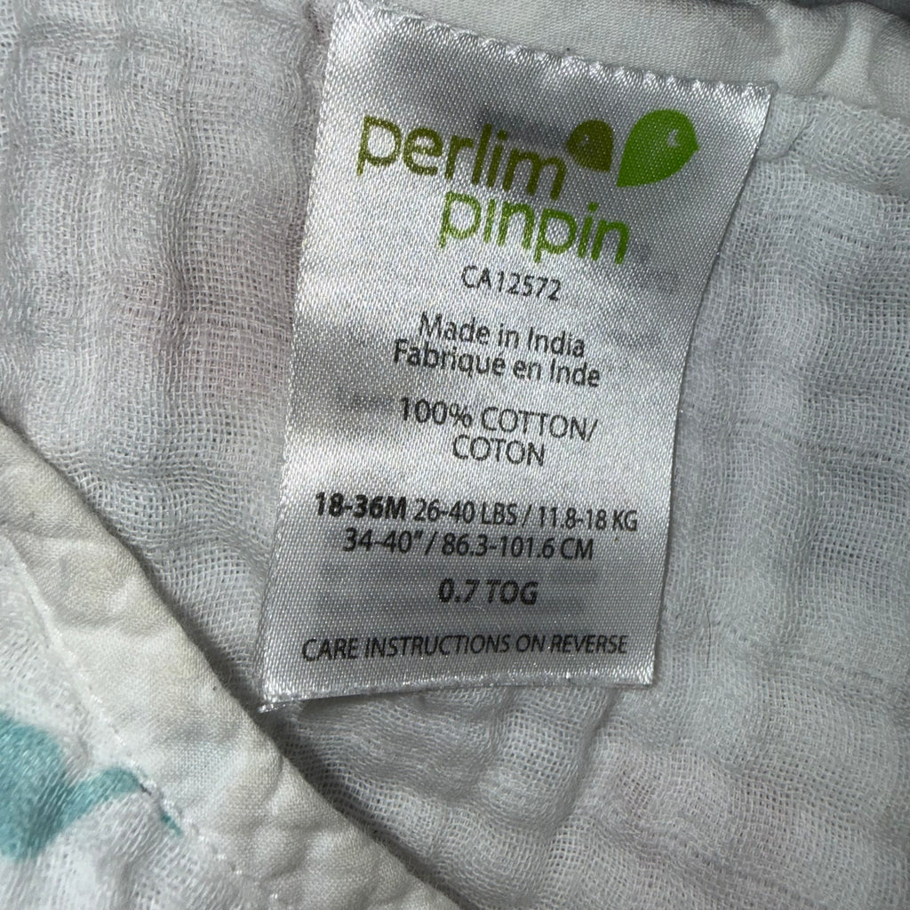 Perlim pinpin 18-36 months 0.7 TOG muslin sleep sack with zebras