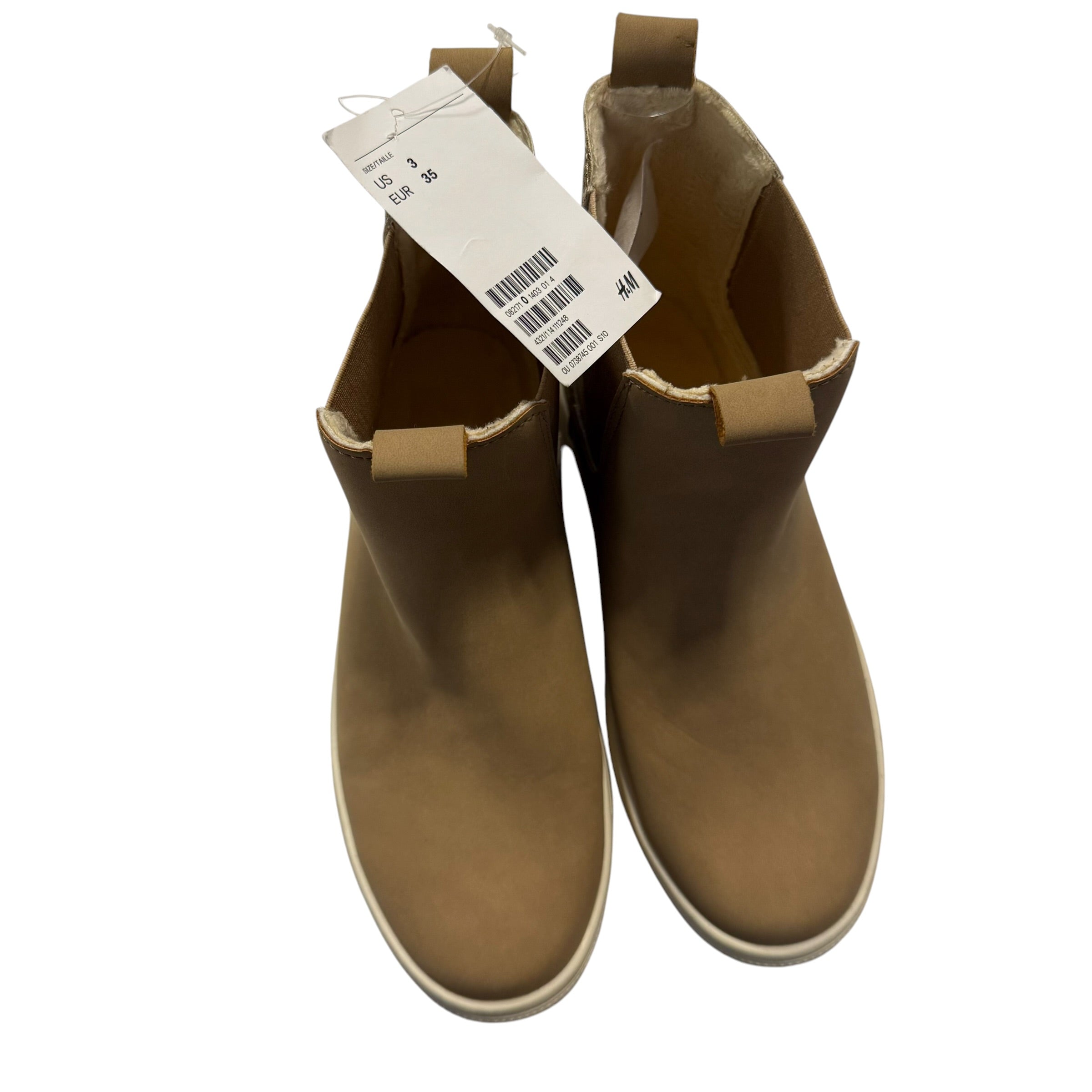 H&M Girls Beige Chelsea Boots With Fluted Sole and Gold Glitter Heel Size 3 Big Kid NEW BNWT - Ready Kids Canada
