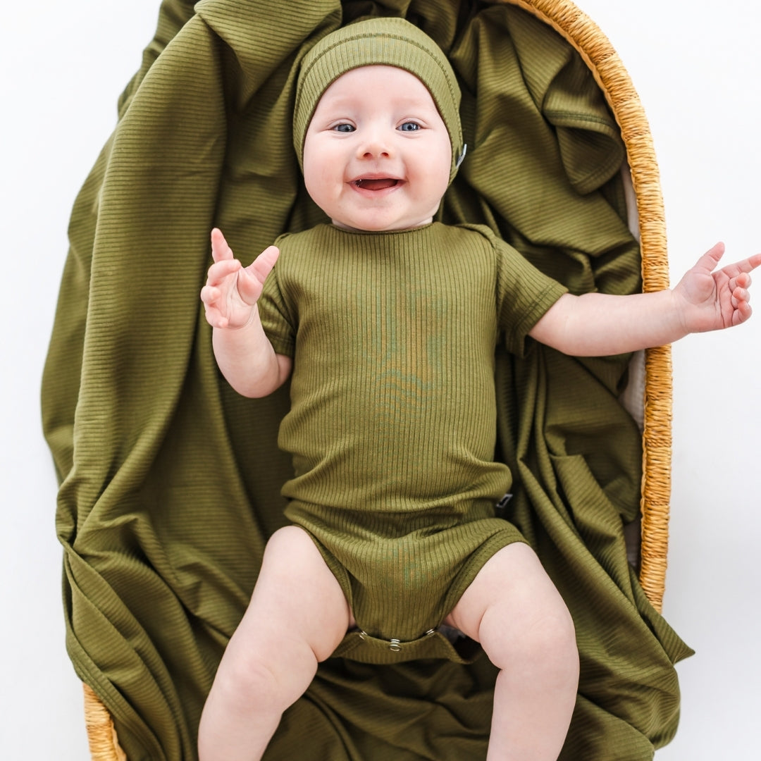 Bamboo Baby Capsule Gift Box | Olive Rib - Ready Kids Canada