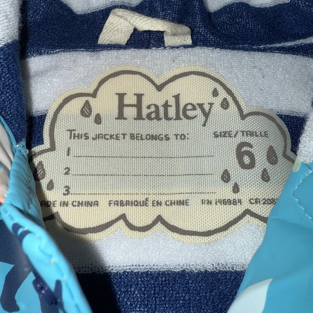 Hatley size 6 rain coat waterproof jacket for kids