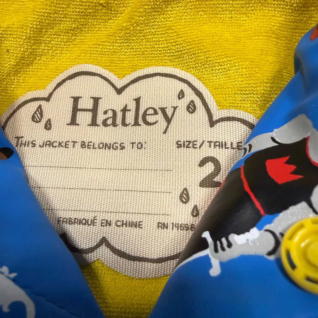 Hatley Knights Toddler Rain Jacket Size 2 Blue Yellow - Ready Kids Canada