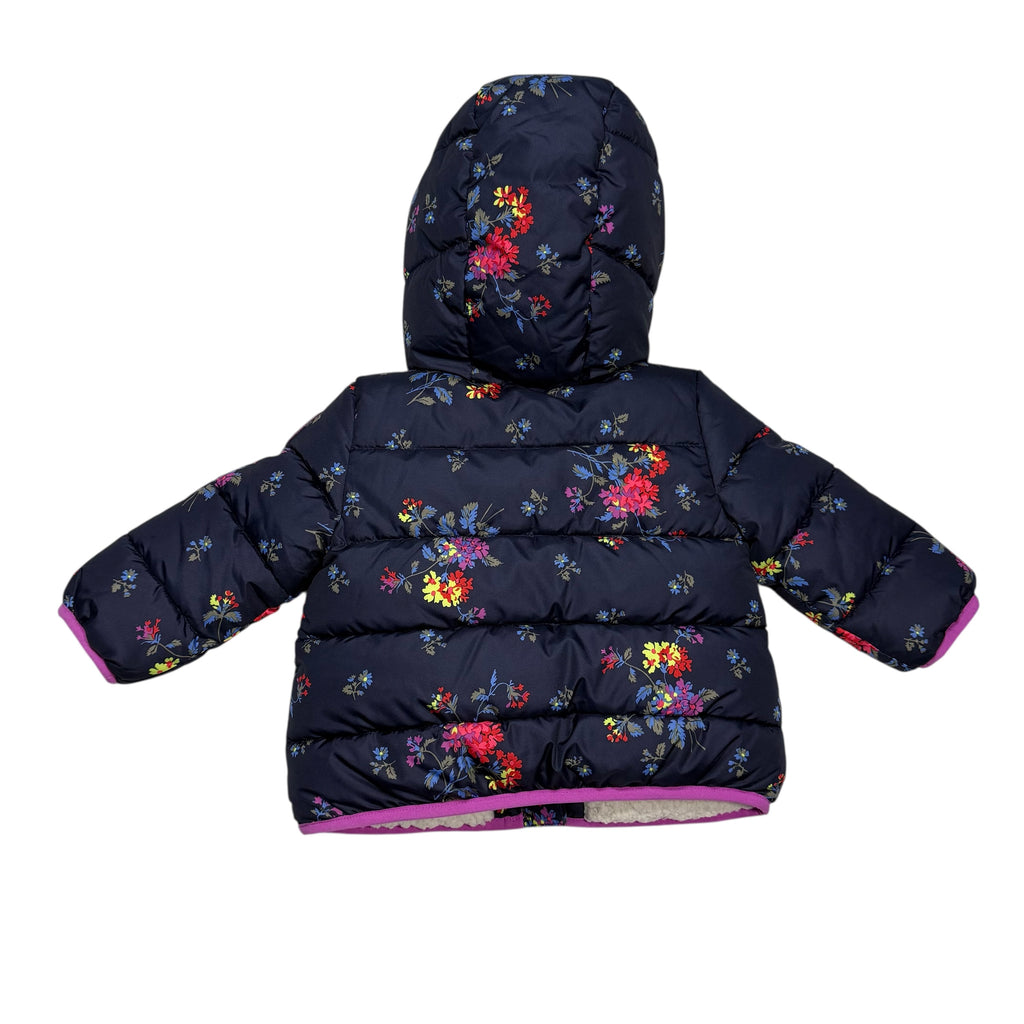 Baby GAP floral-patterned puffer jacket with pink zipper 12-18 months