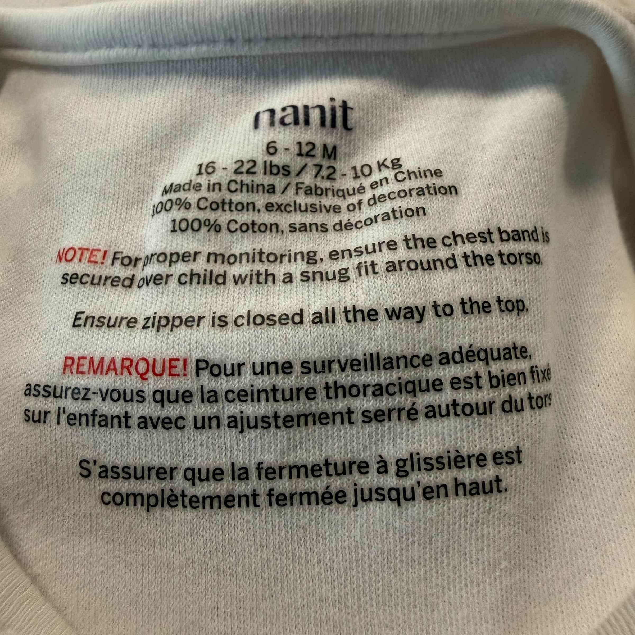 Nanit Breathing Wear Baby Sleeping Bag Sleep Sack - Khaki Beige Grid - Size 6-12 Months - Ready Kids Canada