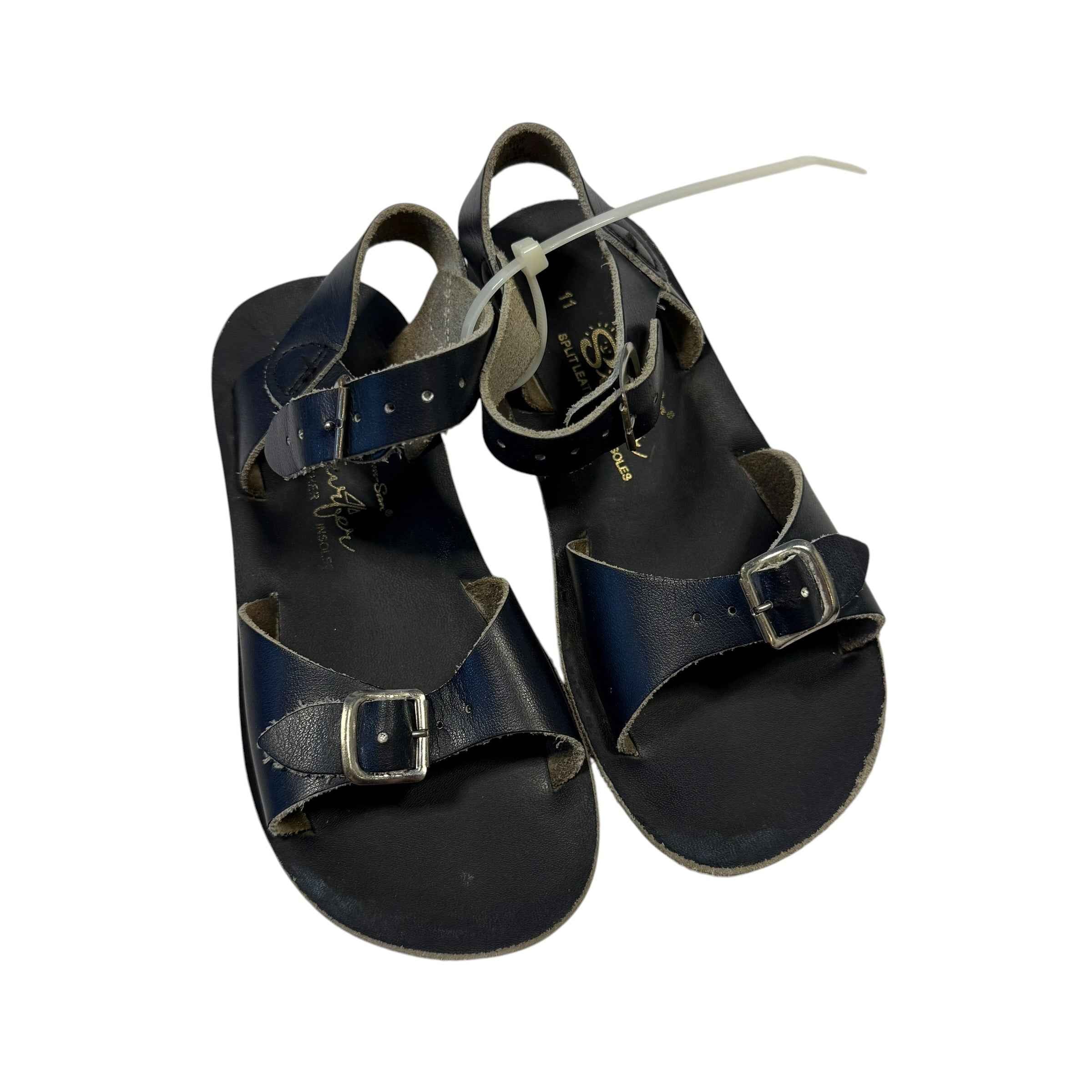 Salt Water Sandals Sun-San Surfer Leather Sandals - Navy Blue - Little Kid Size 11