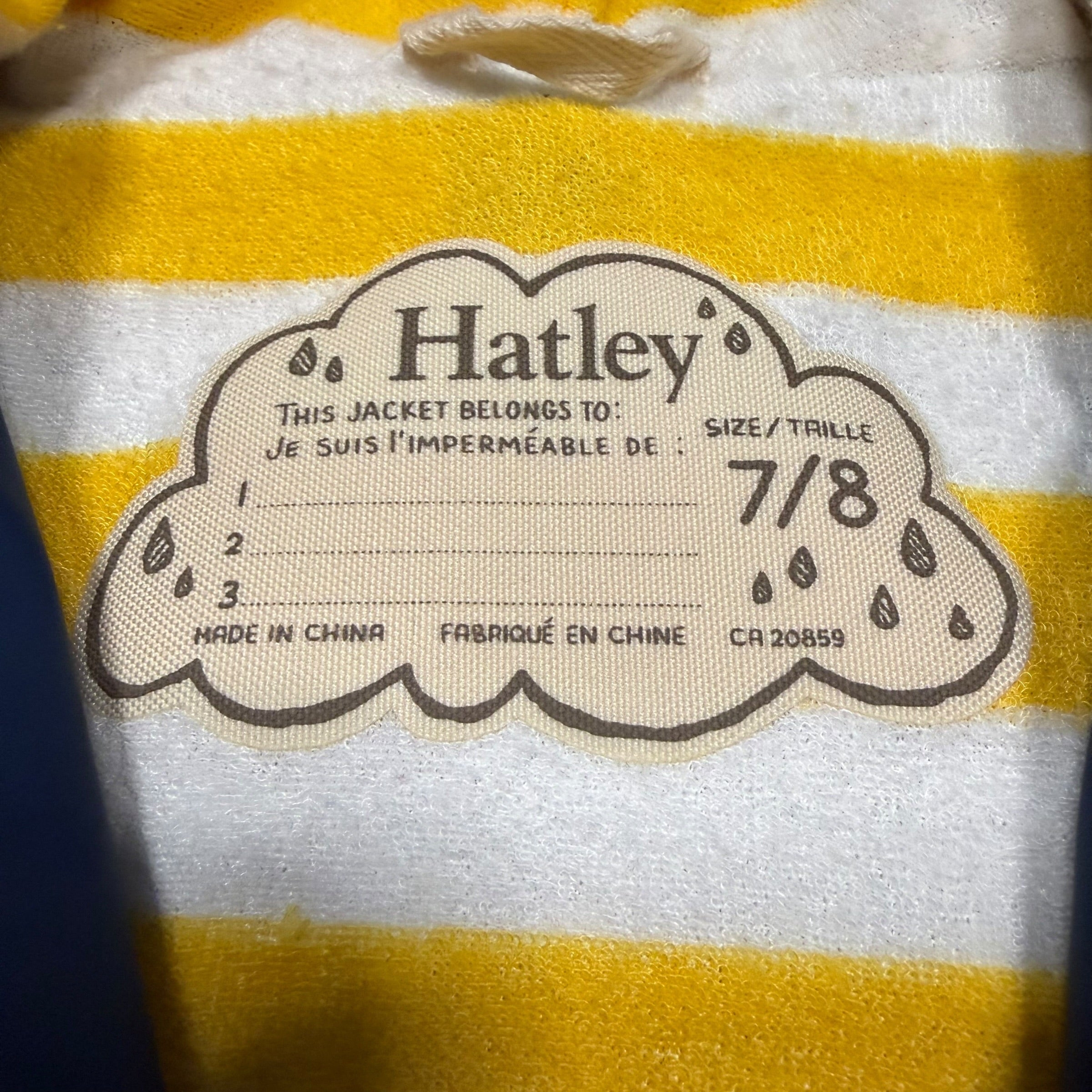 Hatley Zippered Lined Rain Jacket Size 7/8 Kids Navy - Ready Kids Canada