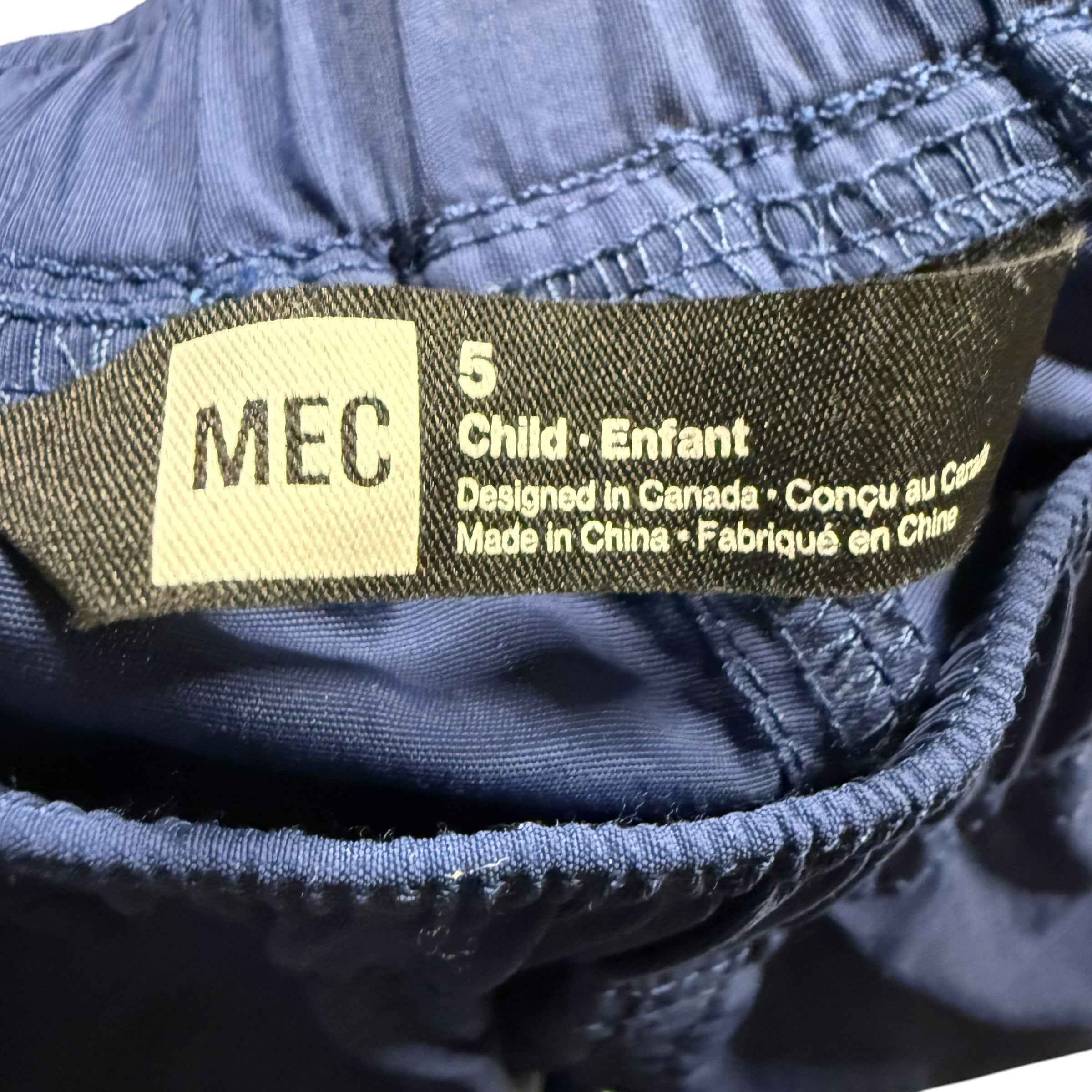 MEC Size 5 Kids Blue Cargo Hiking Track Pants