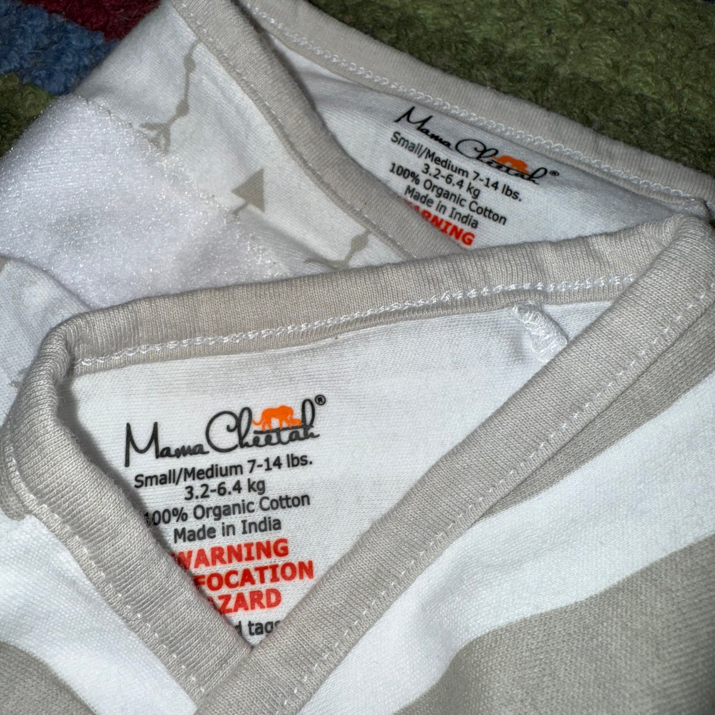 Mama Cheetah organic cotton swaddle sleep sack 7-14 lbs with velcro