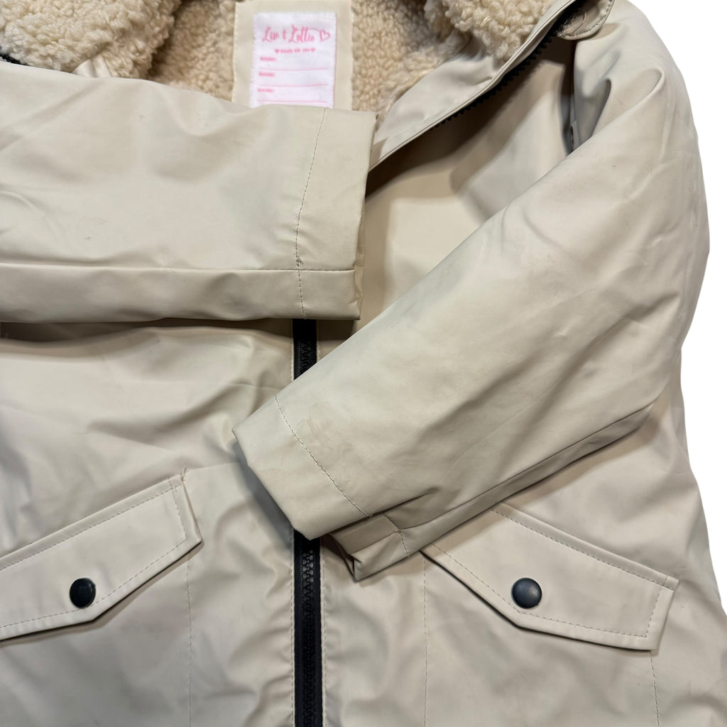 Liv & Lottie Size 6 Sherpa Lined Rain Jacket Coat Cream