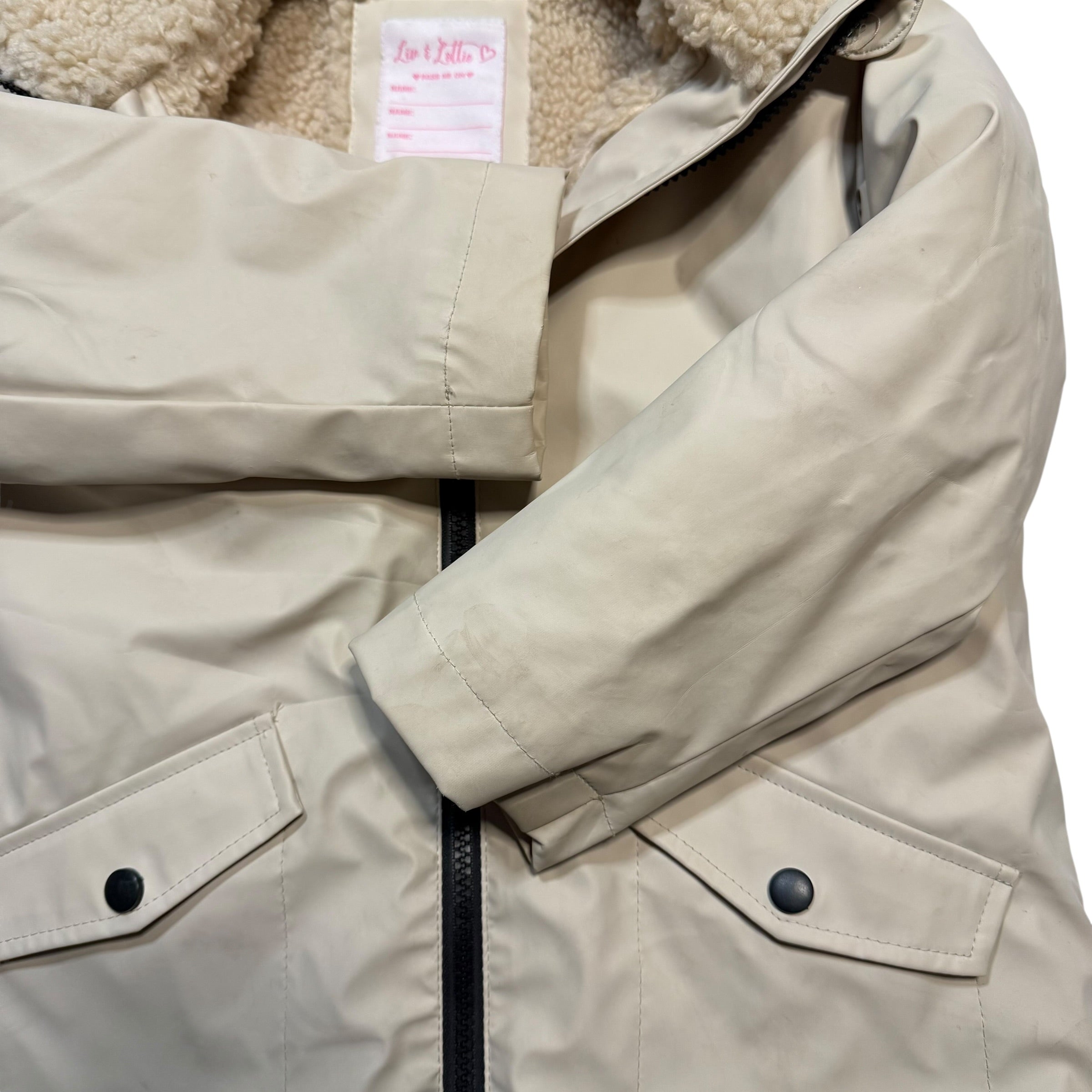 Liv & Lottie Size 6 Sherpa Lined Rain Jacket Coat Cream