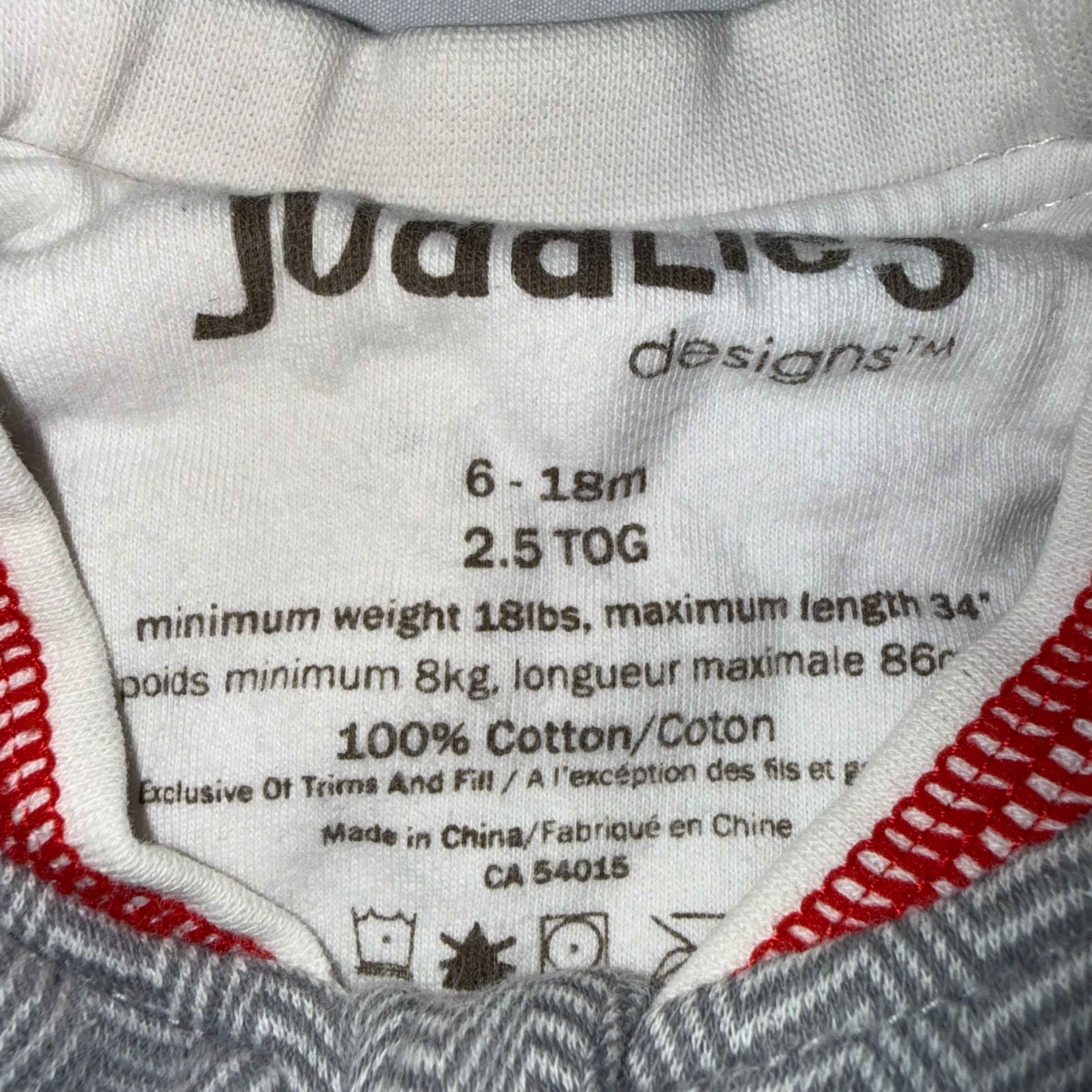 Juddlies Designs Cottage Collection Dream Sleep Sack – Gray Herringbone (6-18 Months, 2.5 TOG) - Ready Kids Canada