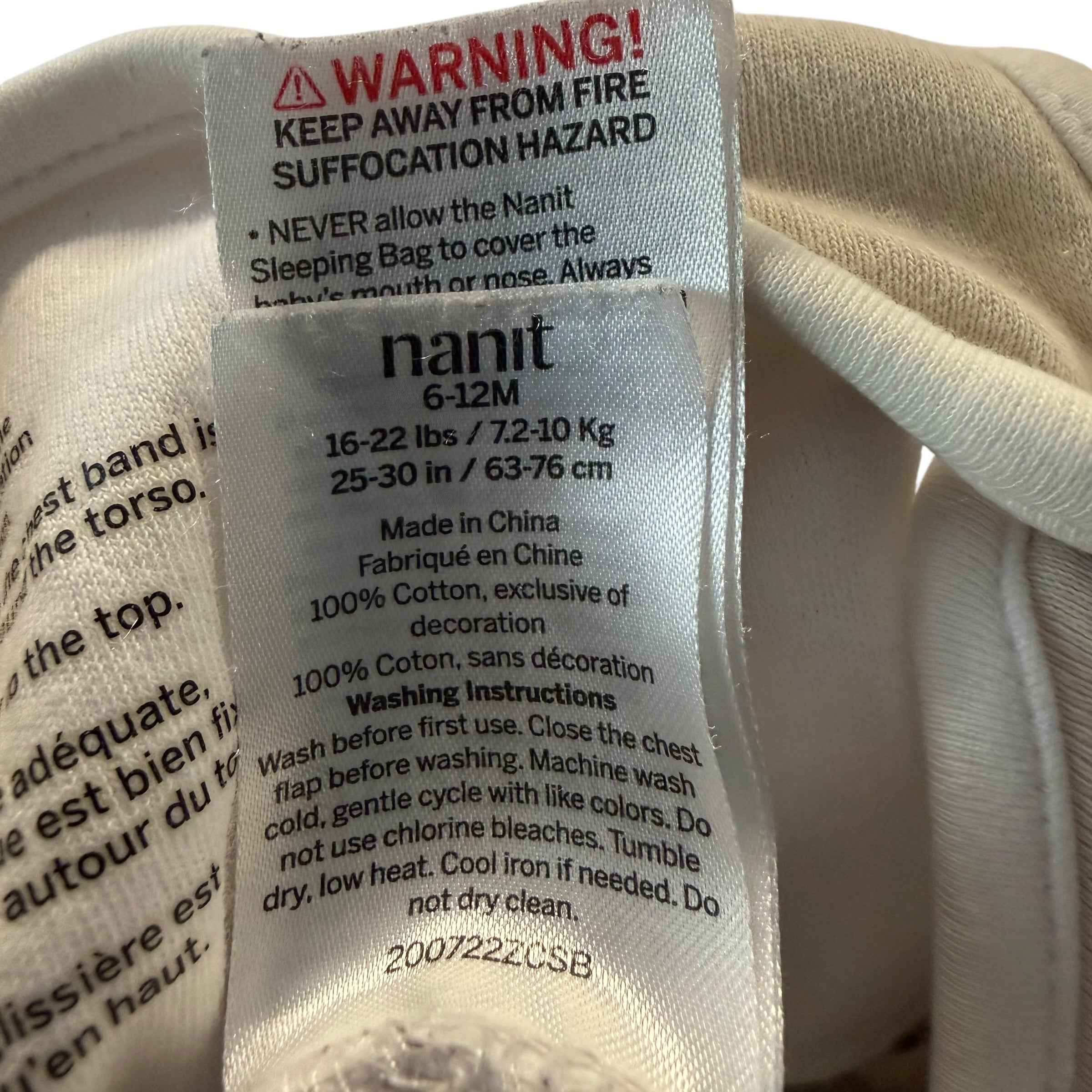 Nanit Breathing Wear Baby Sleeping Bag Sleep Sack - Khaki Beige Grid - Size 6-12 Months - Ready Kids Canada