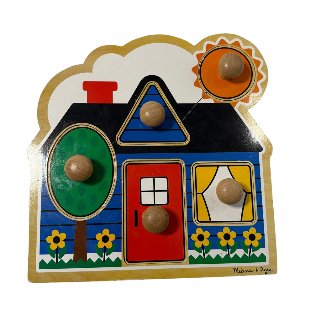 Melissa & Doug Wooden House Shape Sorter Peg Puzzle - Ready Kids Canada
