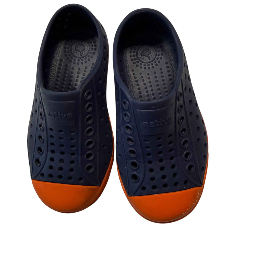 Native Shoes Kids Jefferson Waterproof Slip-On Sneakers - Navy Blue & Orange - Size C8 Toddler