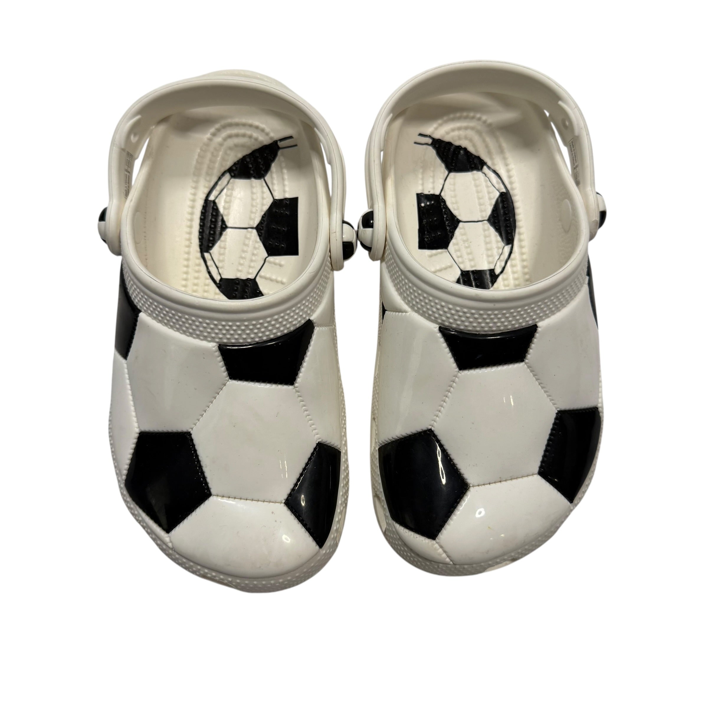 Crocs Kids' Classic Soccer Ball Clogs White and Black Big Kid Size 1 - Ready Kids Canada