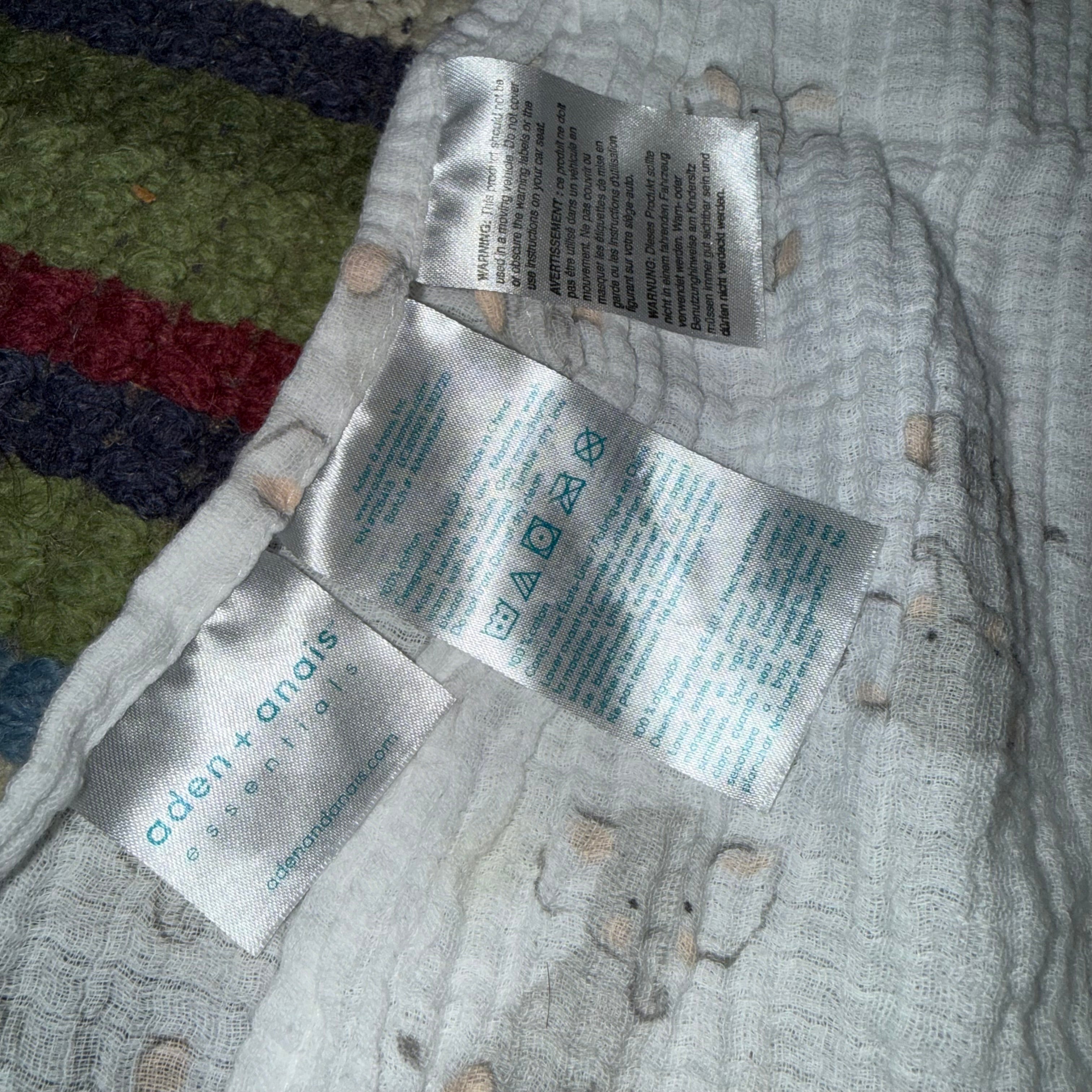 Aden & Anais car seat canopy muslin cover breathable with snap tabs