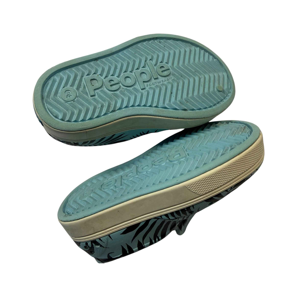 People Footwear Kids Ace Graphic Waterproof Slip-On Shoes - Light Blue Palm Leaf - Size C4 Toddler - Ready Kids Canada