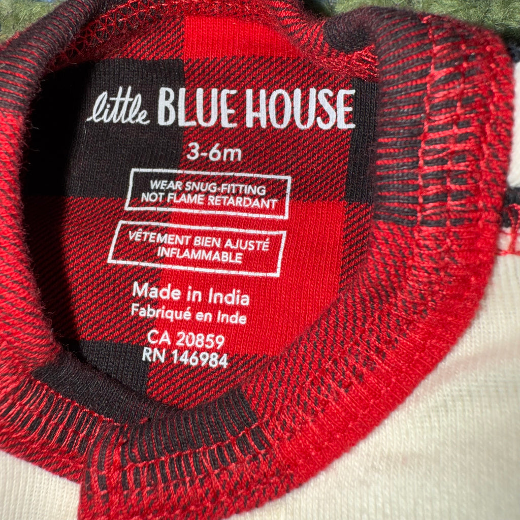 Little Blue House union suit pajamas 3-6 months with bear print pattern