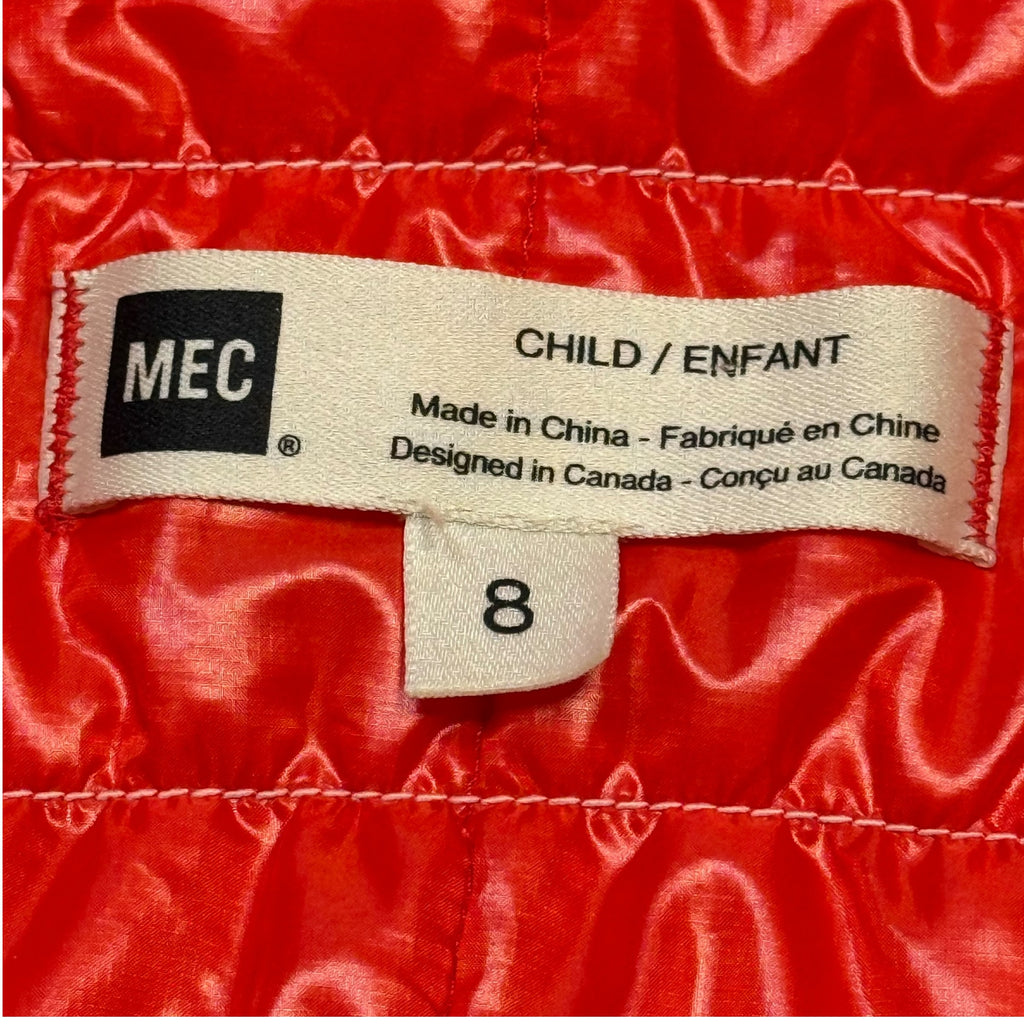 MEC Size 8 Kids Light Puffer Jacket Red - Ready Kids Canada