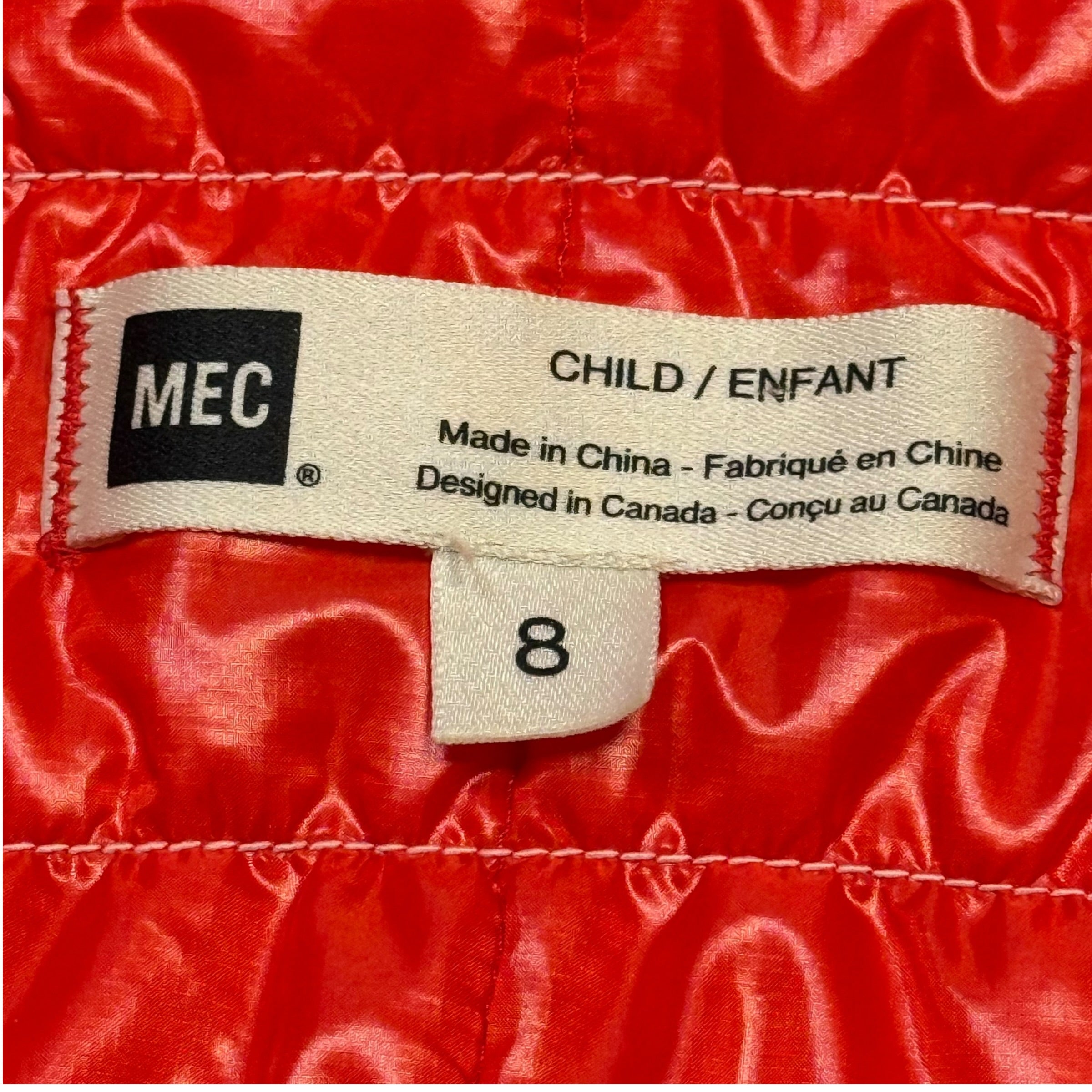 MEC Size 8 Kids Light Puffer Jacket Red
