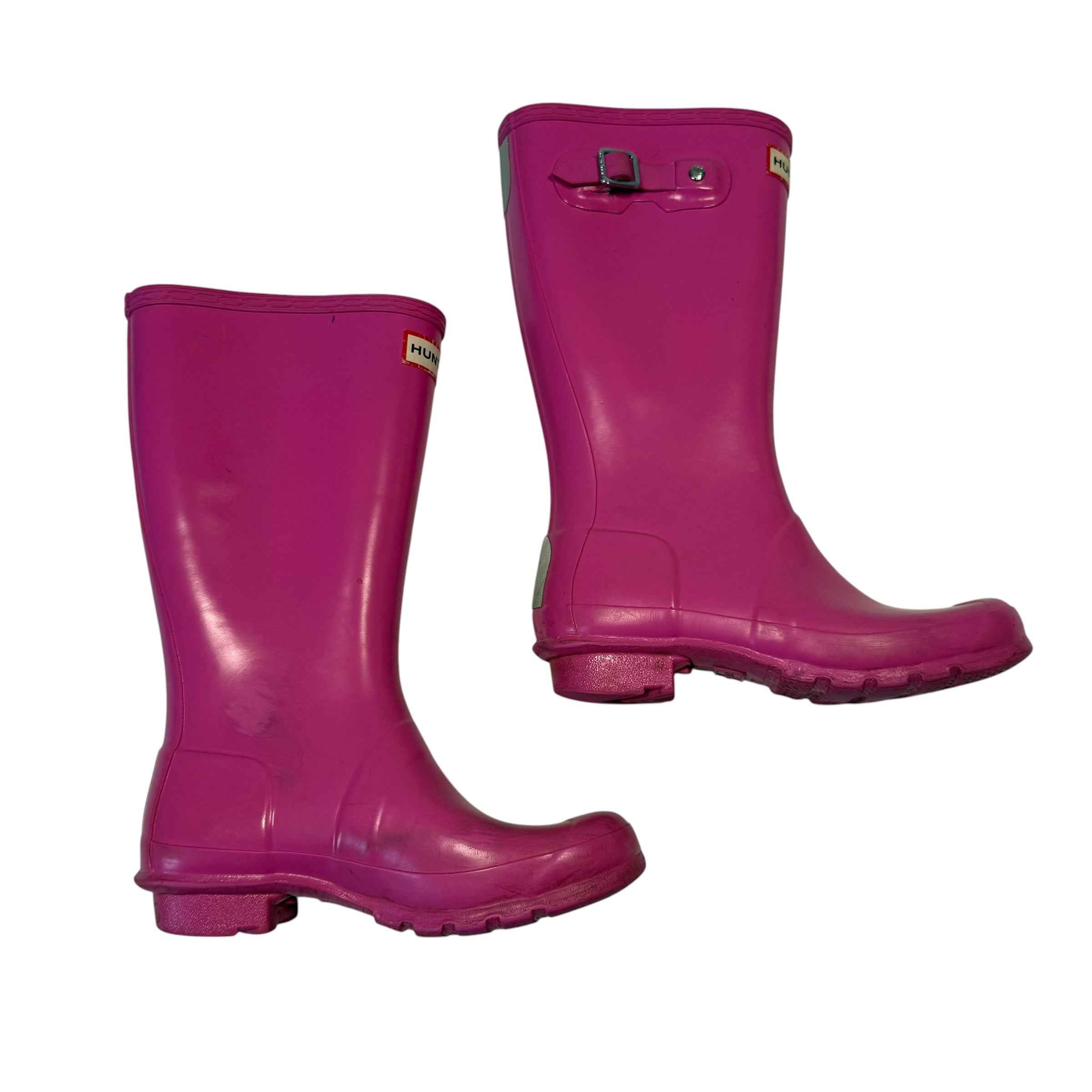 Hunter Kids Original Big Kids Bright Pink Rain Boots Size 4