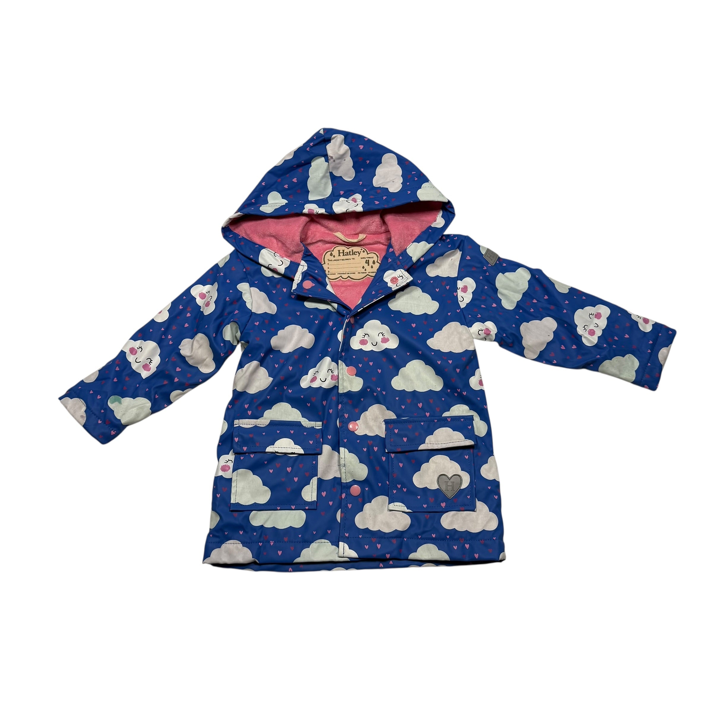 Hatley Size 4 Clouds Kids Rain Jacket Lined - Ready Kids Canada