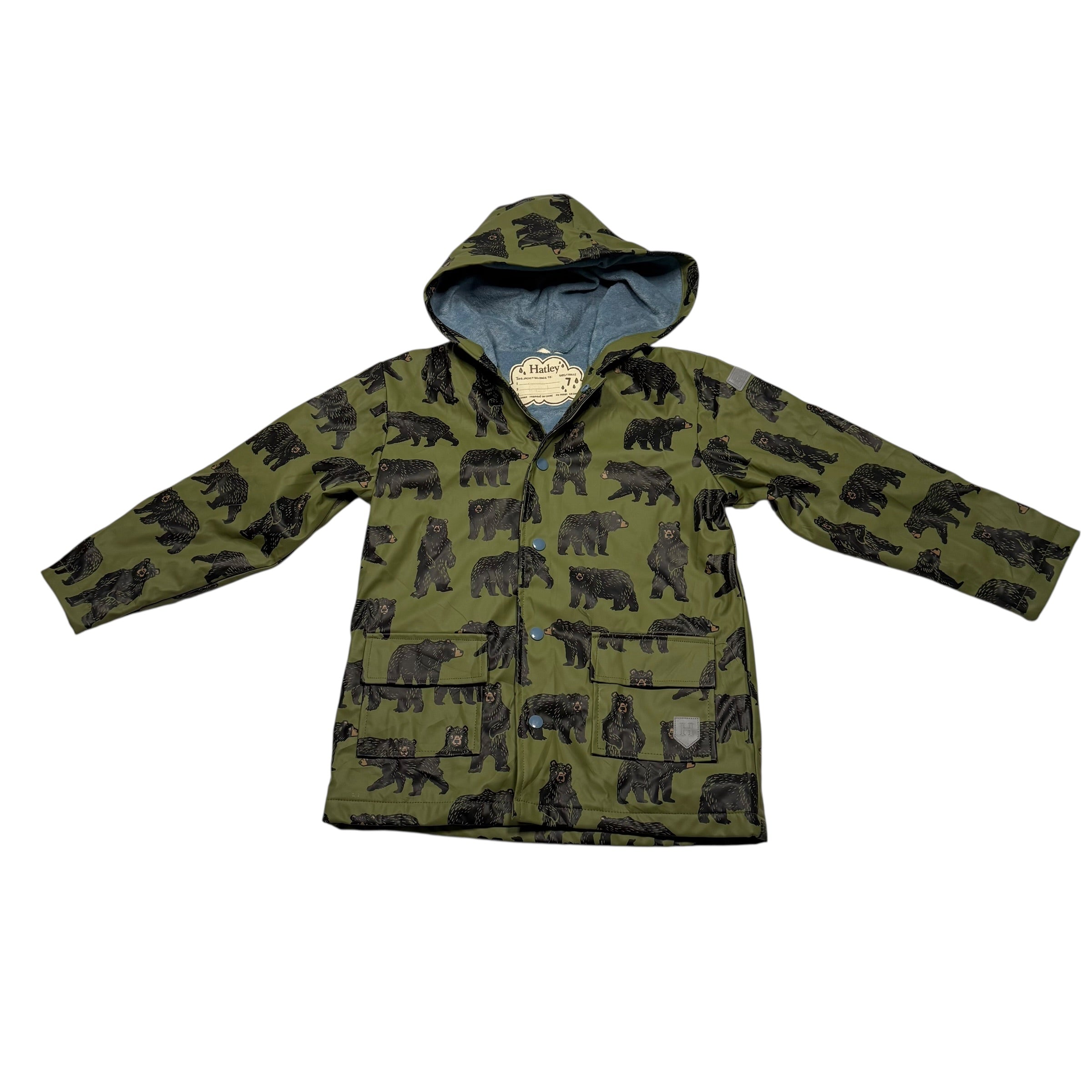 Hatley Kids Size 7 Lined Rain Jacket Bears - Ready Kids Canada