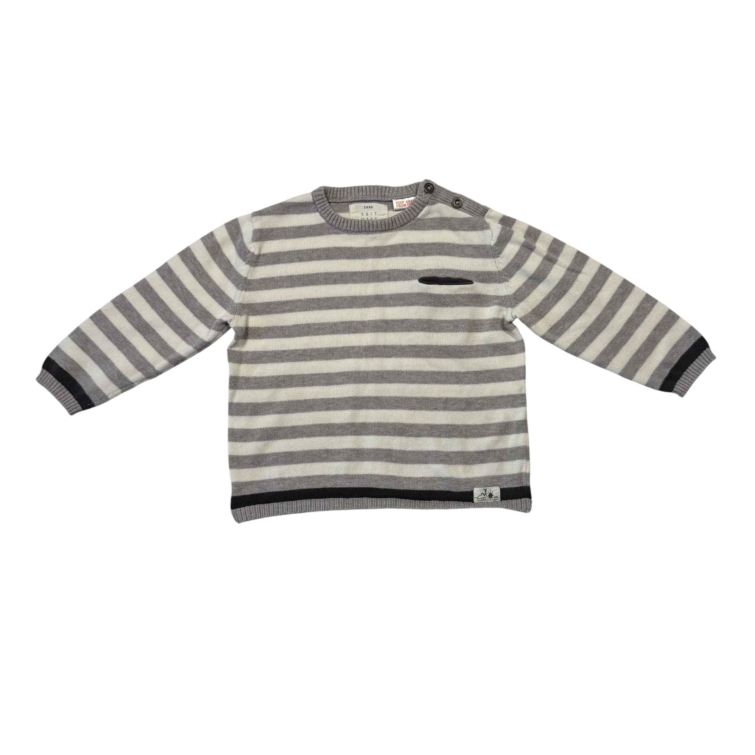 Zara Baby Boy Knit Striped Sweater (18-24 Months) - Ready Kids Canada