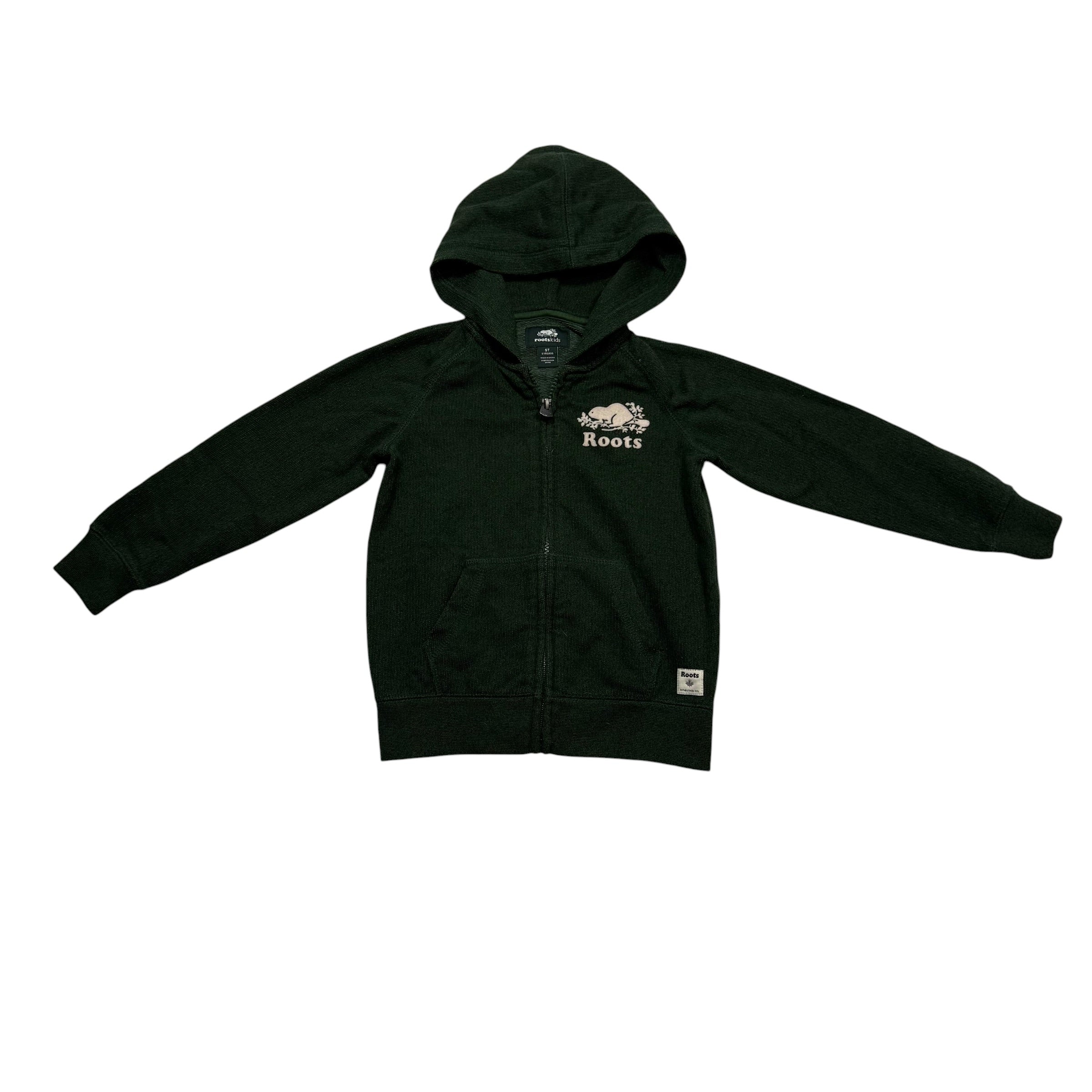 Roots 5T Green Varsity Sweatshirt Full Zip Hoodie - Ready Kids Canada