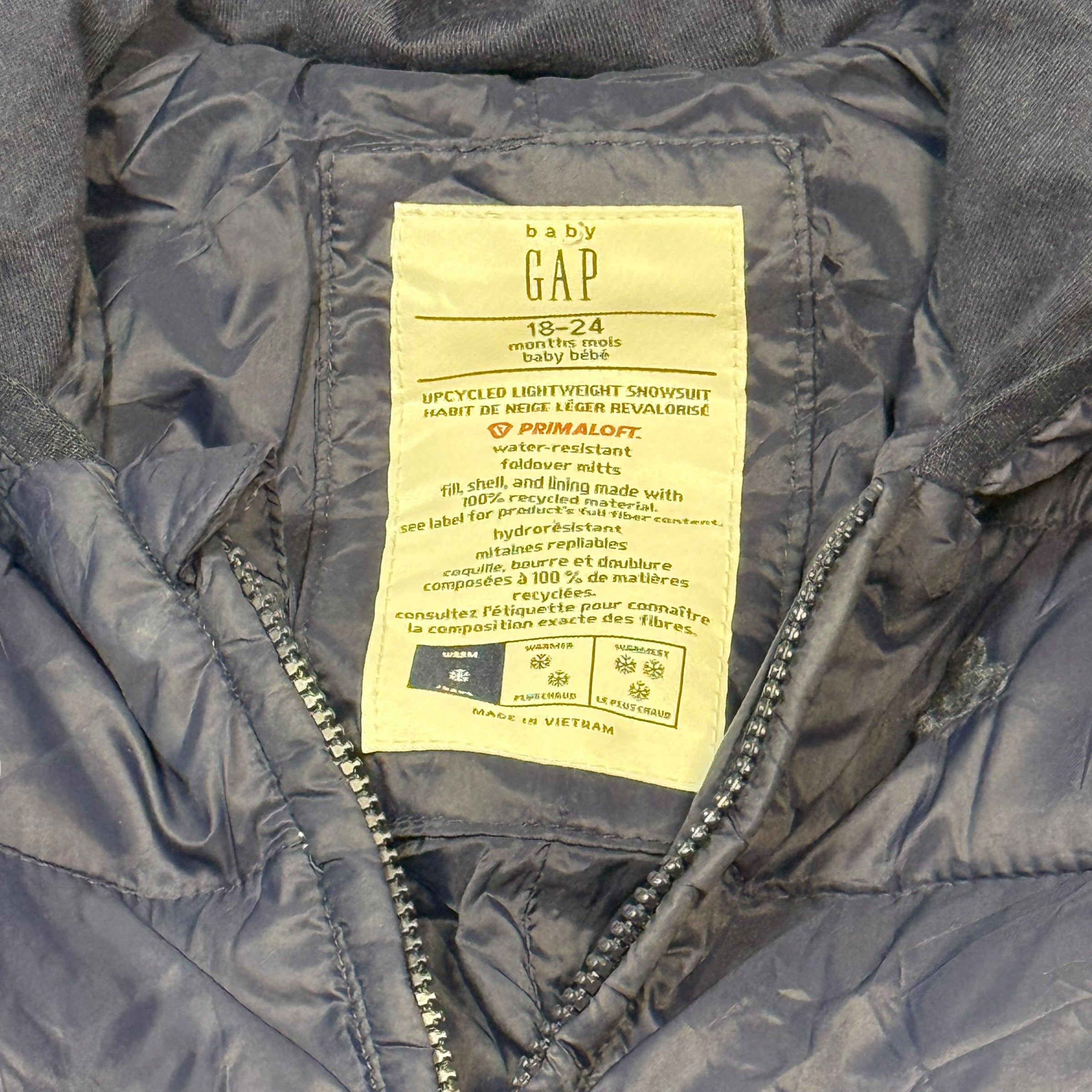 Baby GAP Recycled Primaloft 18-24 Month “Warm” Snowsuit With Fold Over Hands and Feet