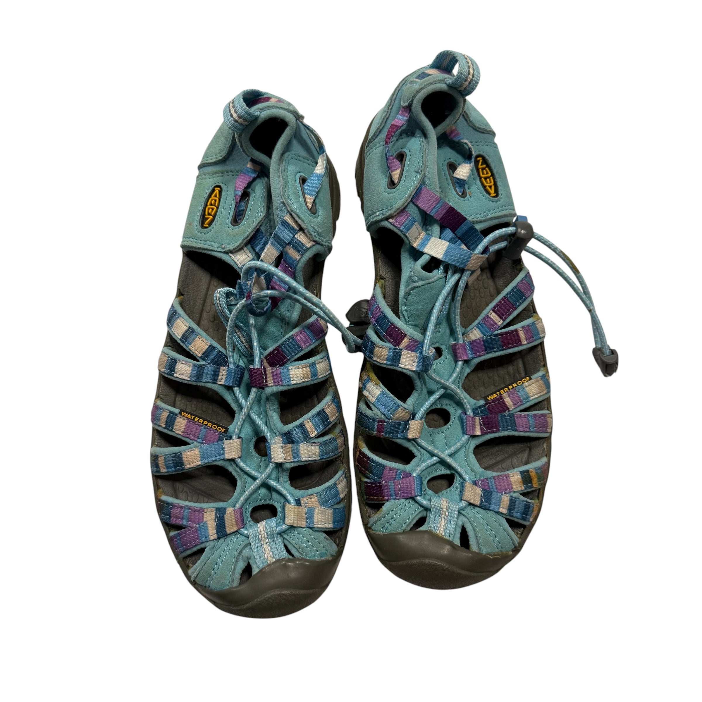 Keen Whisper Sandals Blue Purple Multicolour Water Friendly Shoe Big Kid Size 4 Raya Blue Grotto - Ready Kids Canada