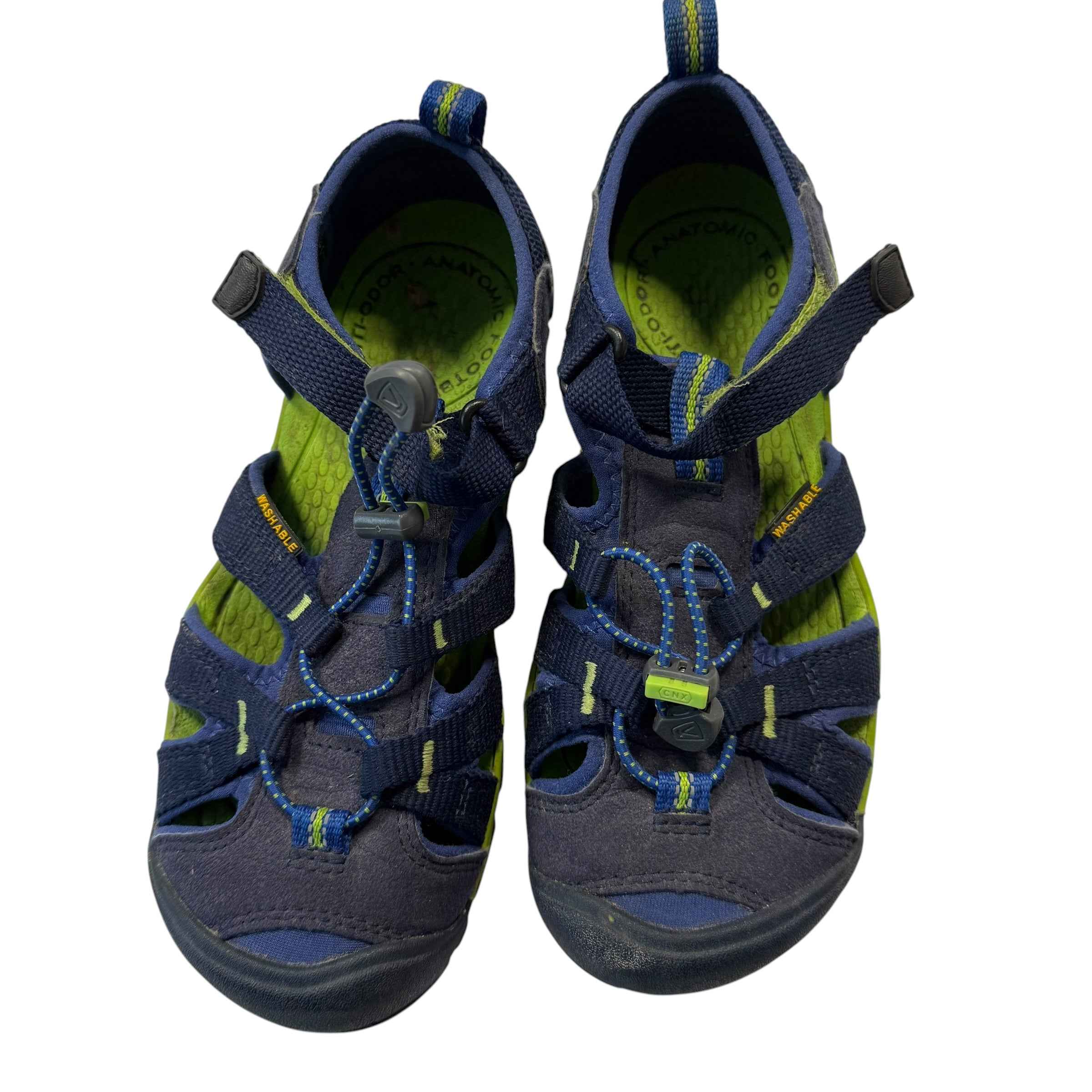KEEN Kids Seacamp II CNX Waterproof Sport Sandals - Hawaiian Blue & Green Glow - Size US 3 Big Kid - Ready Kids Canada