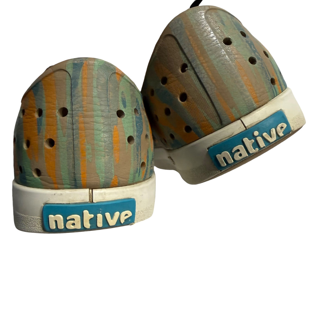 NATIVE Jefferson Sugarlite Print Child Shoes Flax Tan/Shell White/City Eucamo Big Kid 2 - Ready Kids Canada