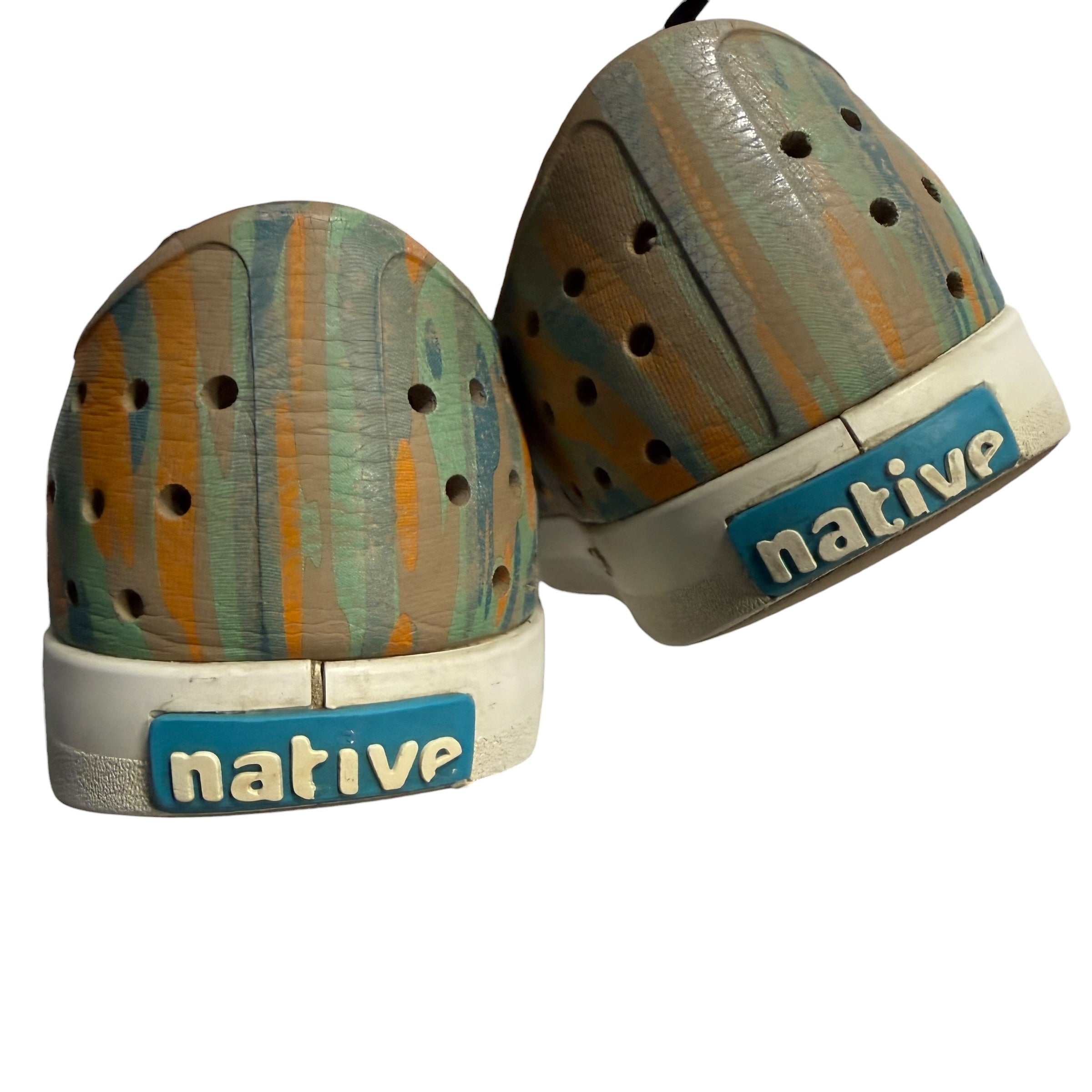 NATIVE Jefferson Sugarlite Print Child Shoes Flax Tan/Shell White/City Eucamo Big Kid 2 - Ready Kids Canada