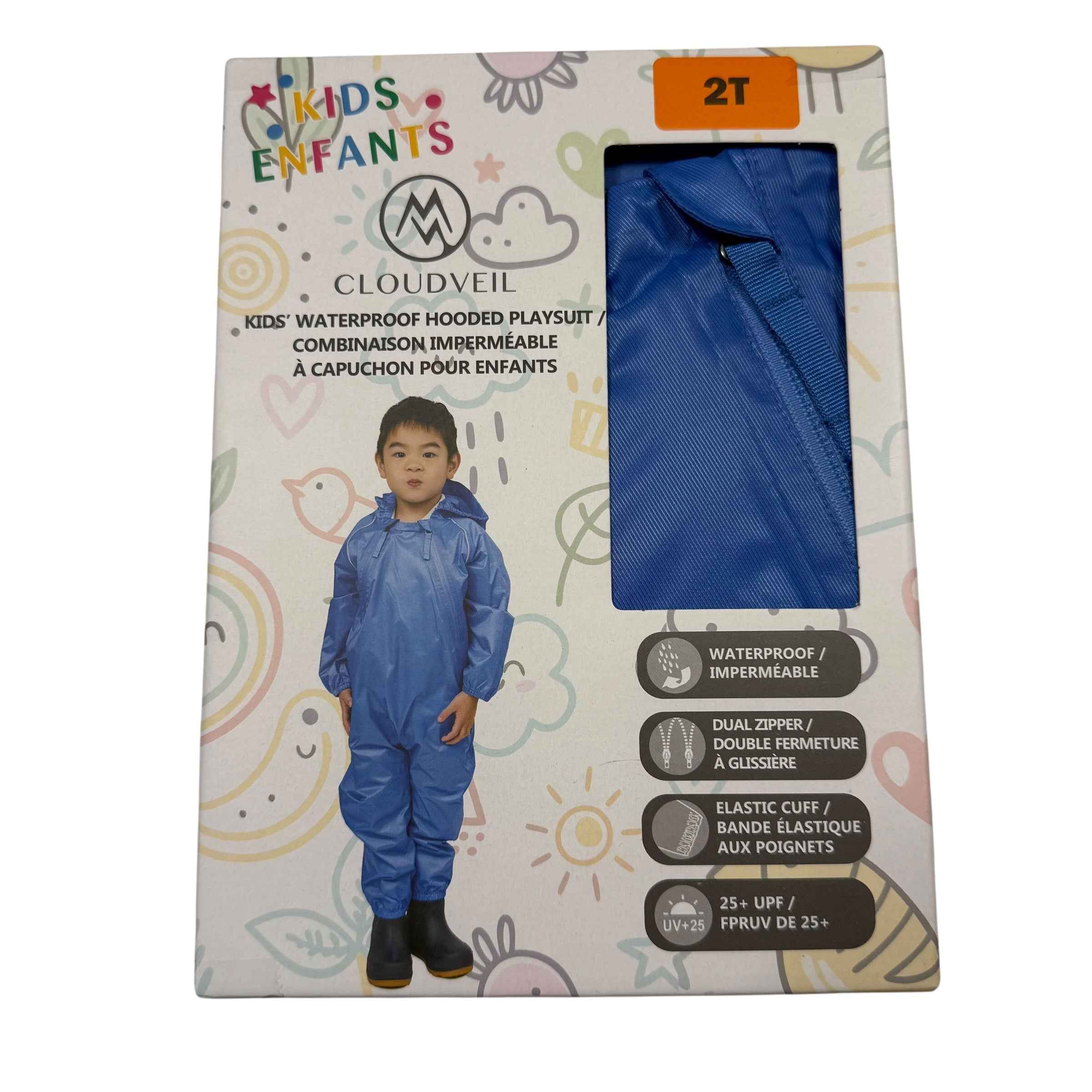 Cloudveil Kids Waterproof Hooded Playsuit 2T (New Blue) - Ready Kids Canada